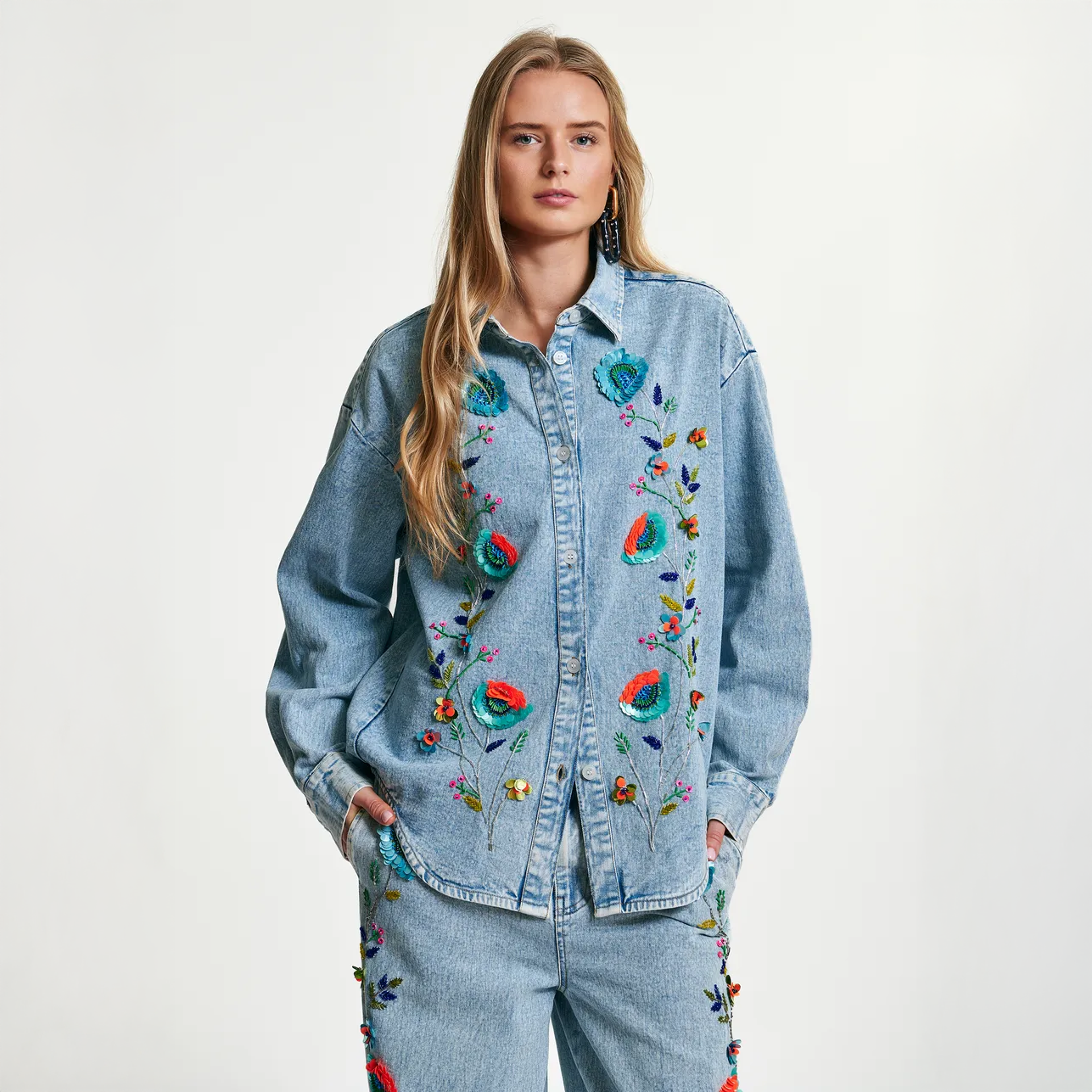Icksonville Sequin Denim Shirt - Navy