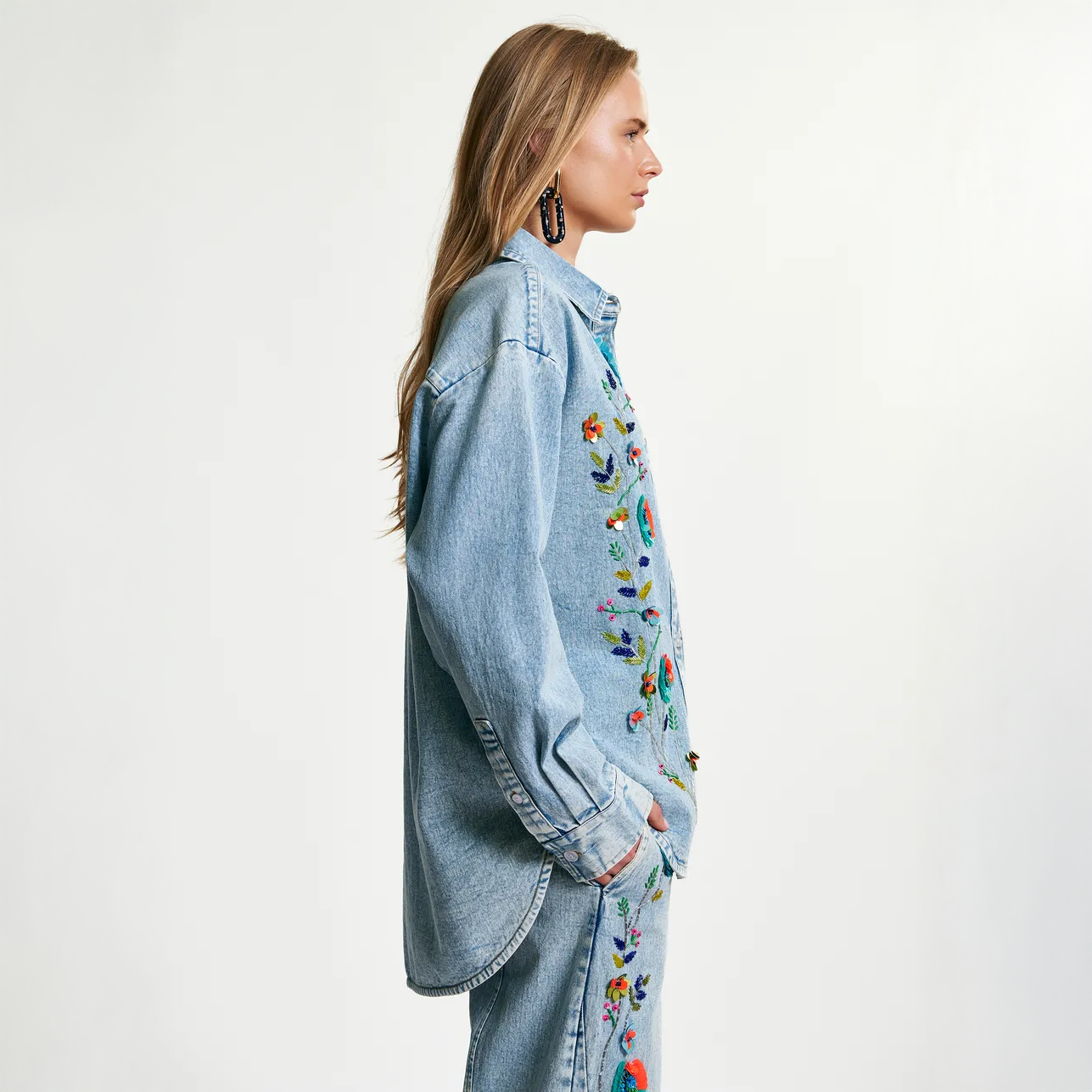 Icksonville Sequin Denim Shirt - Navy