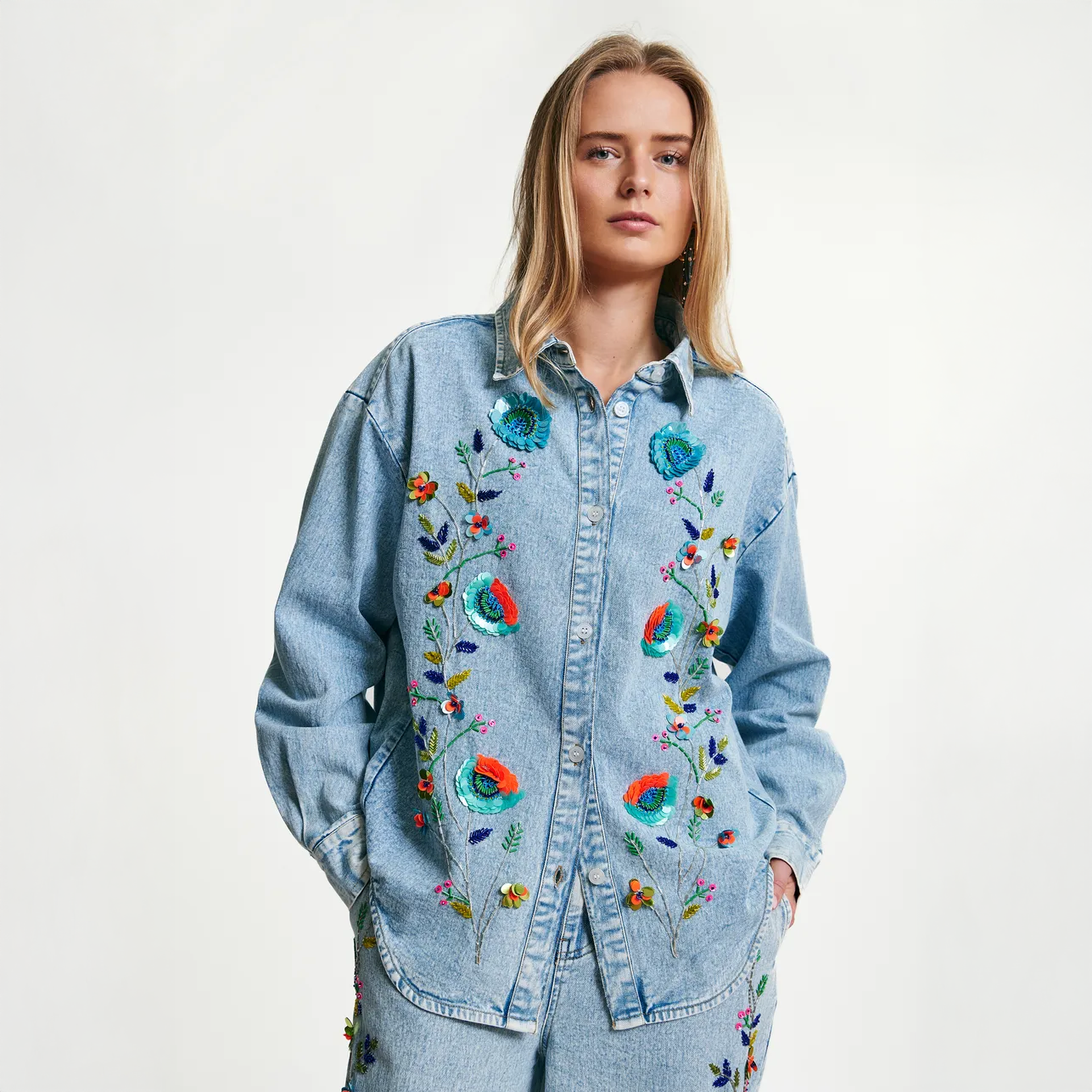 Icksonville Sequin Denim Shirt - Navy
