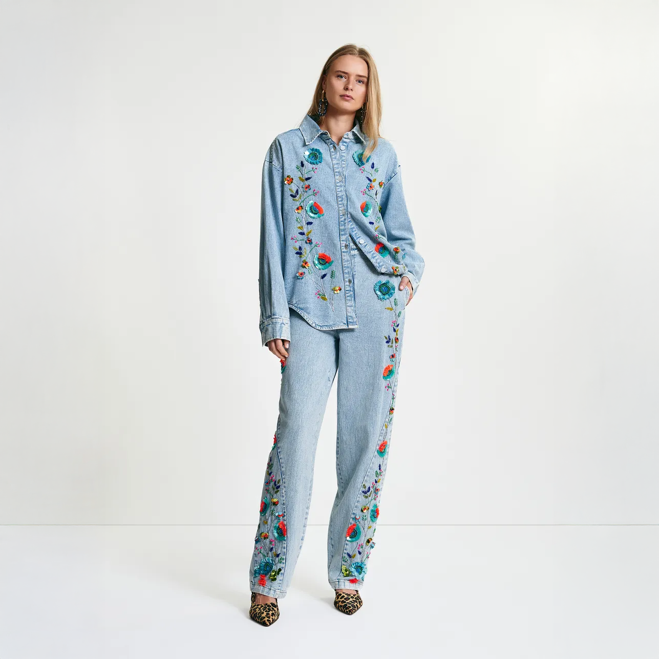 Icksonville Sequin Denim Shirt - Navy