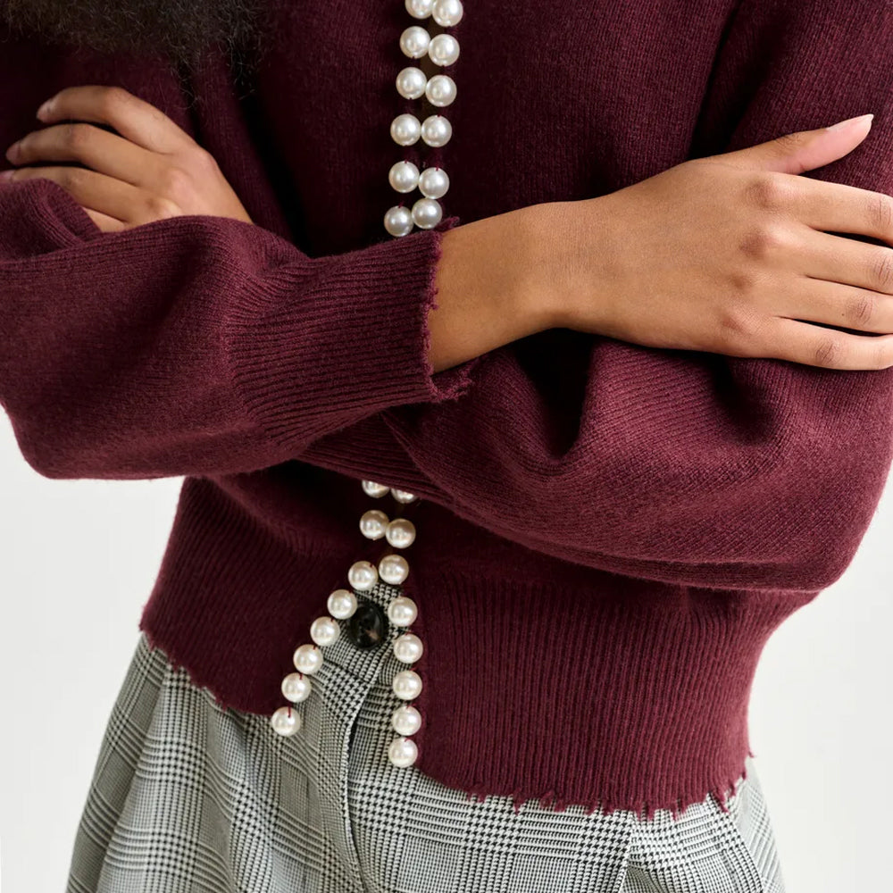 Ideas Knit Cardigan With Beads - Margot Mauve