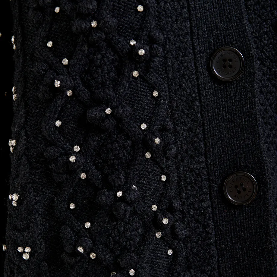 Iltmate Rhinestone Cardigan - Black