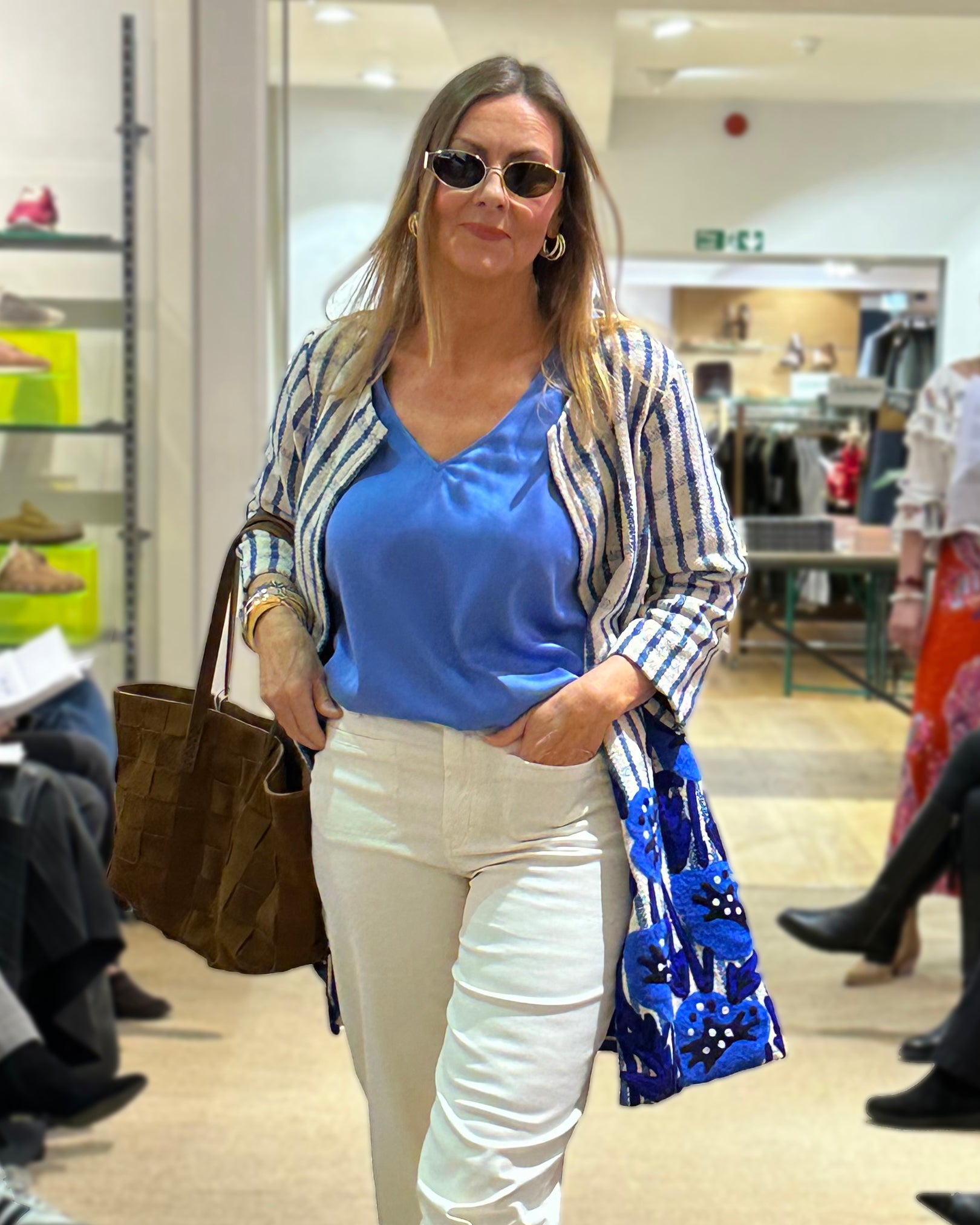 Antonio Embroidered Jacket - Blue Stripe