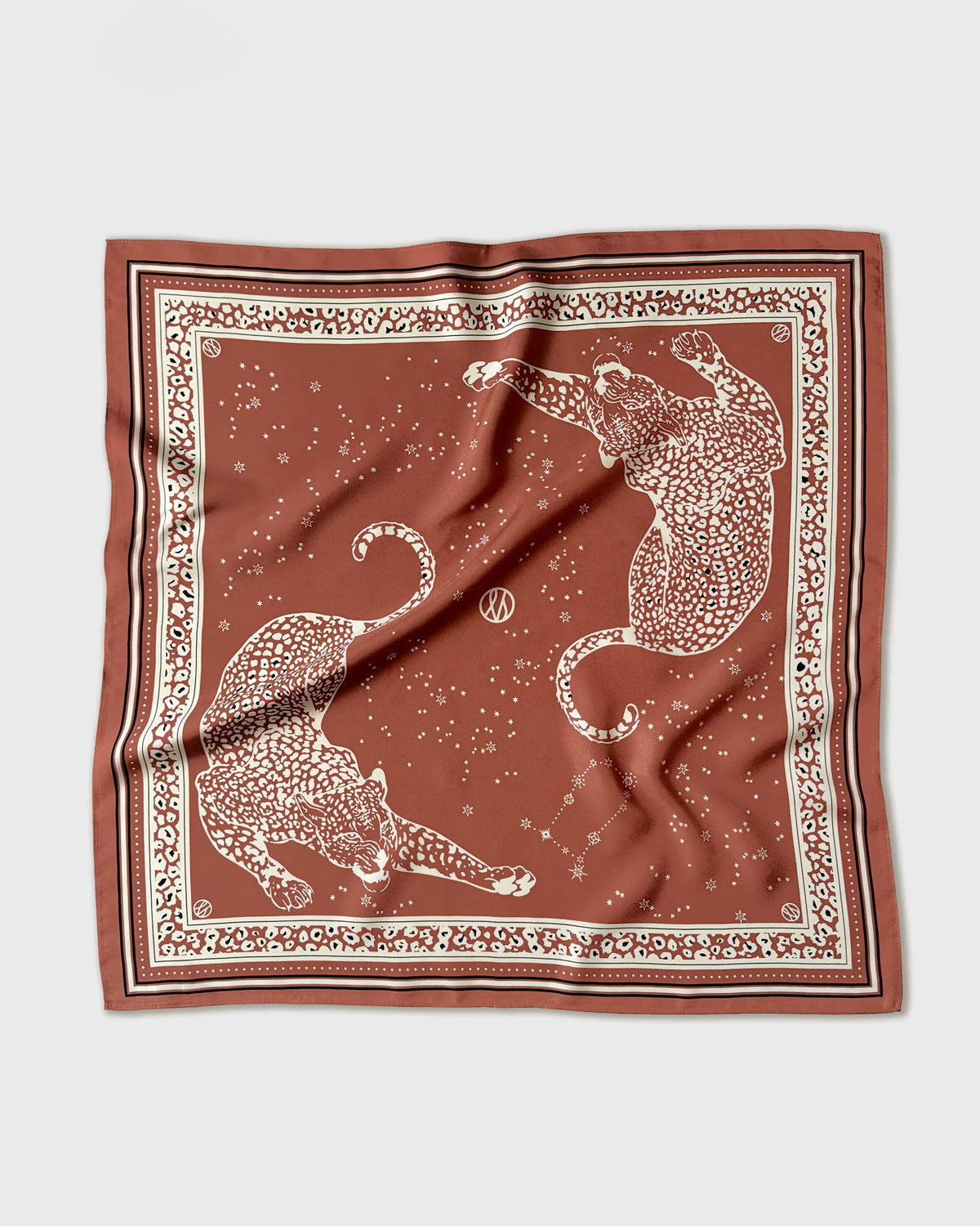Gemini Silk Scarf - Terracotta White