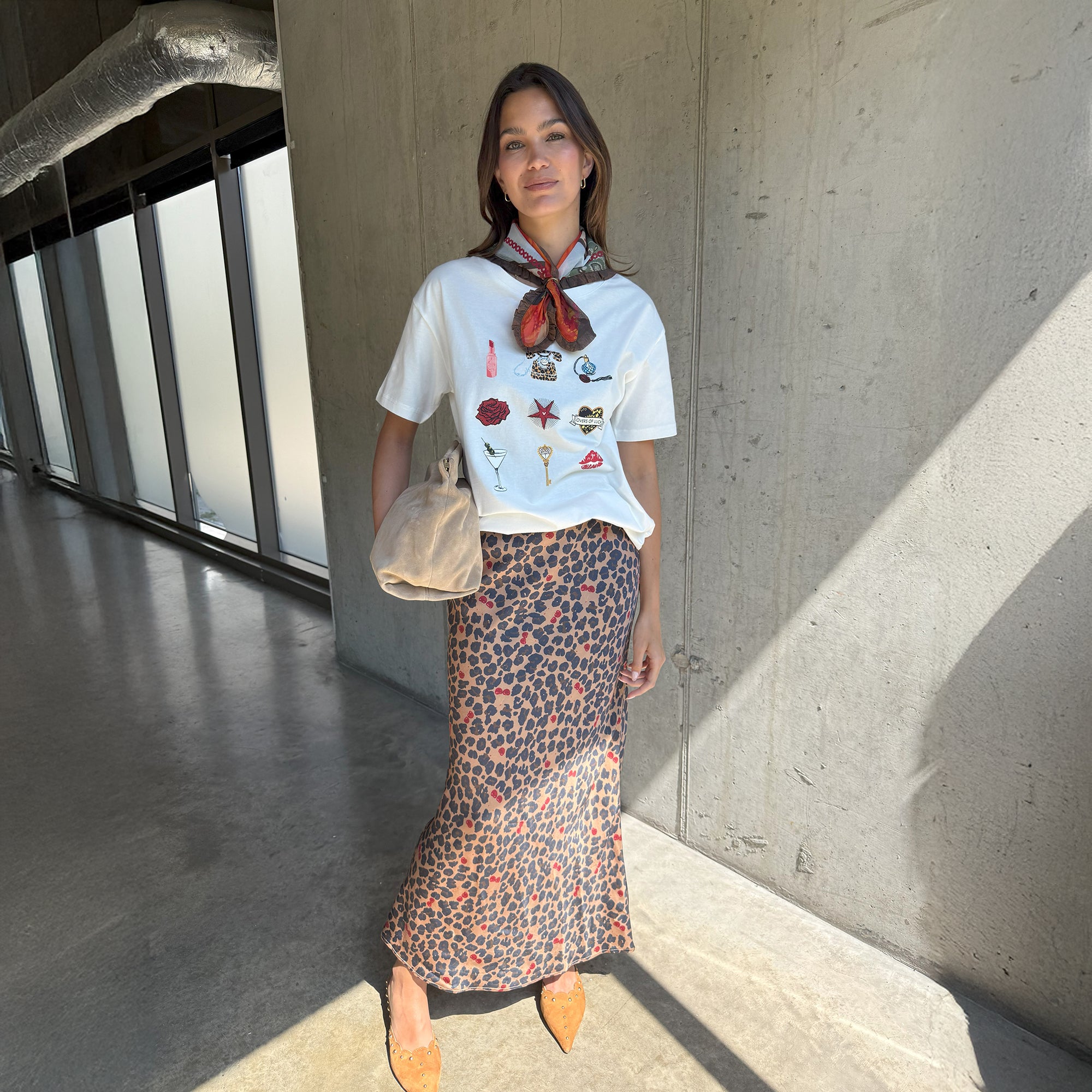 Cherry Leopard Dorris Skirt - Brown