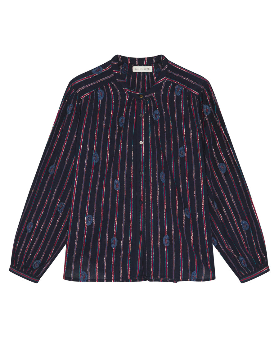 Raga Mina Stripe Shirt - Navy Berry