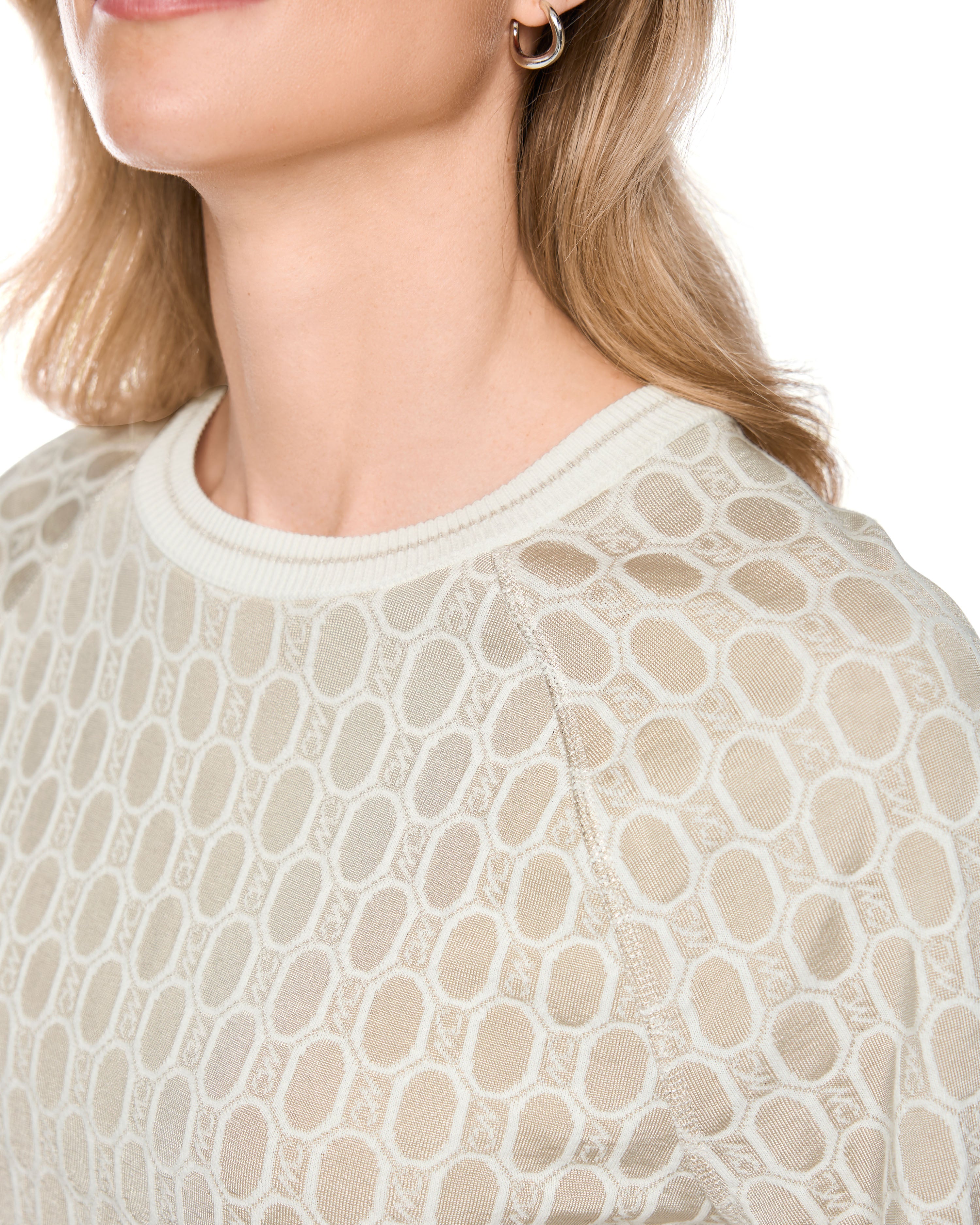 Intarsia Knitted Tee - Cream