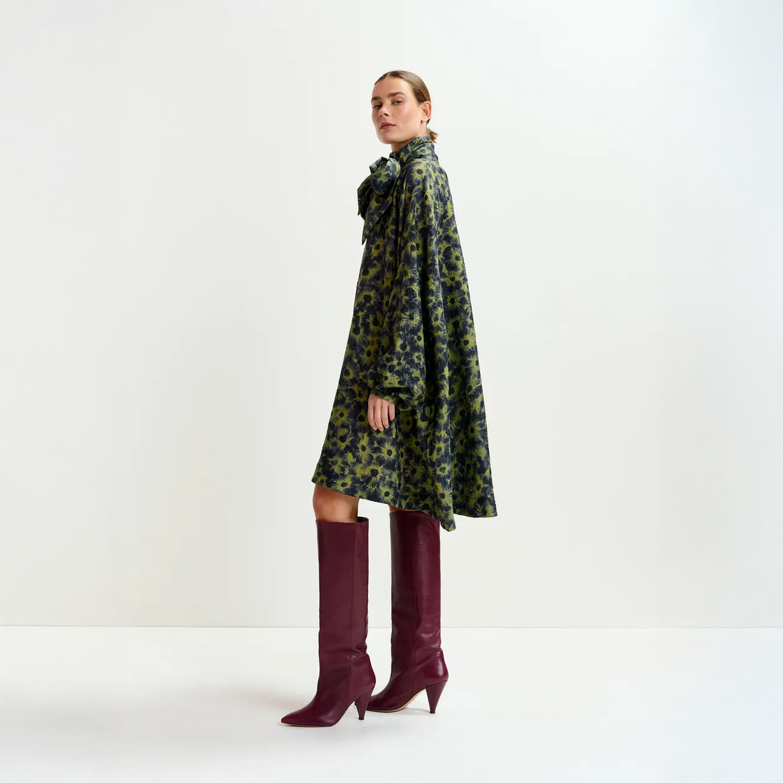 Ioanna Neck Tie Minidress - Brat Olive