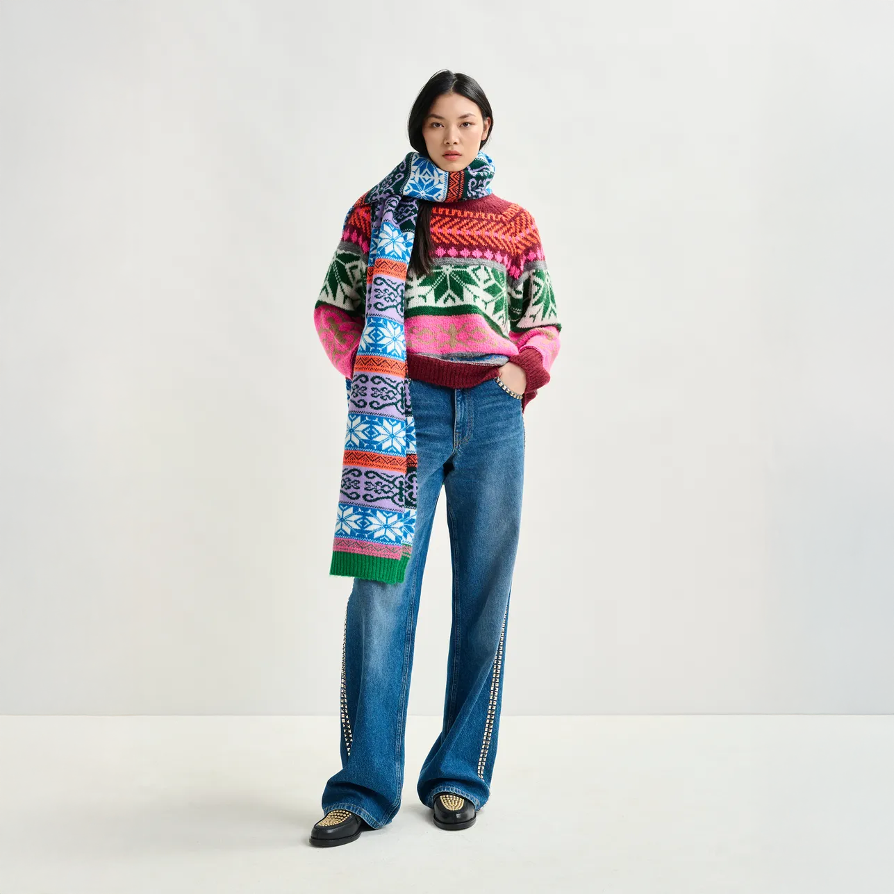 Irelando Jacqard Knit Pull - Off White