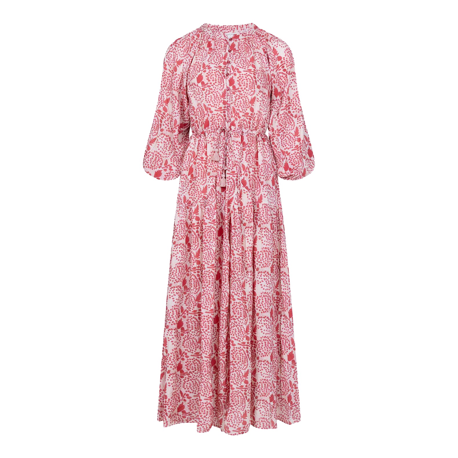 Irene Long Sleeve Button Dress - Pink Martini