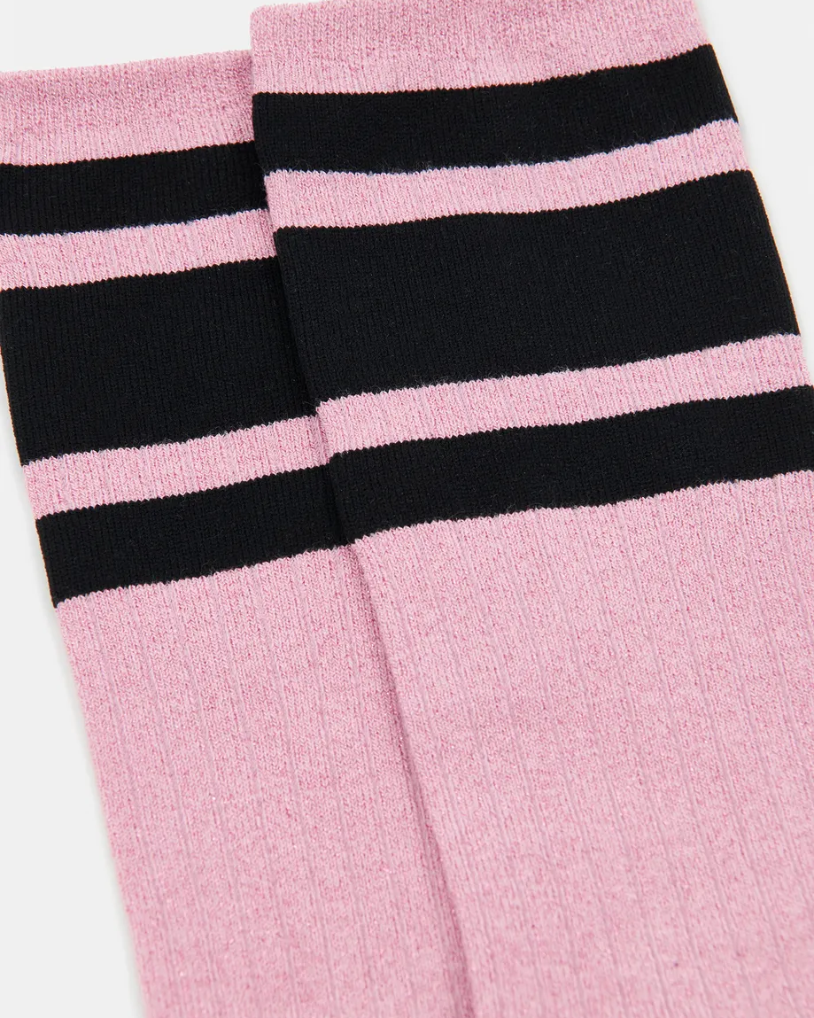 Jinnie Striped Lurex Socks - Pinky Sugar