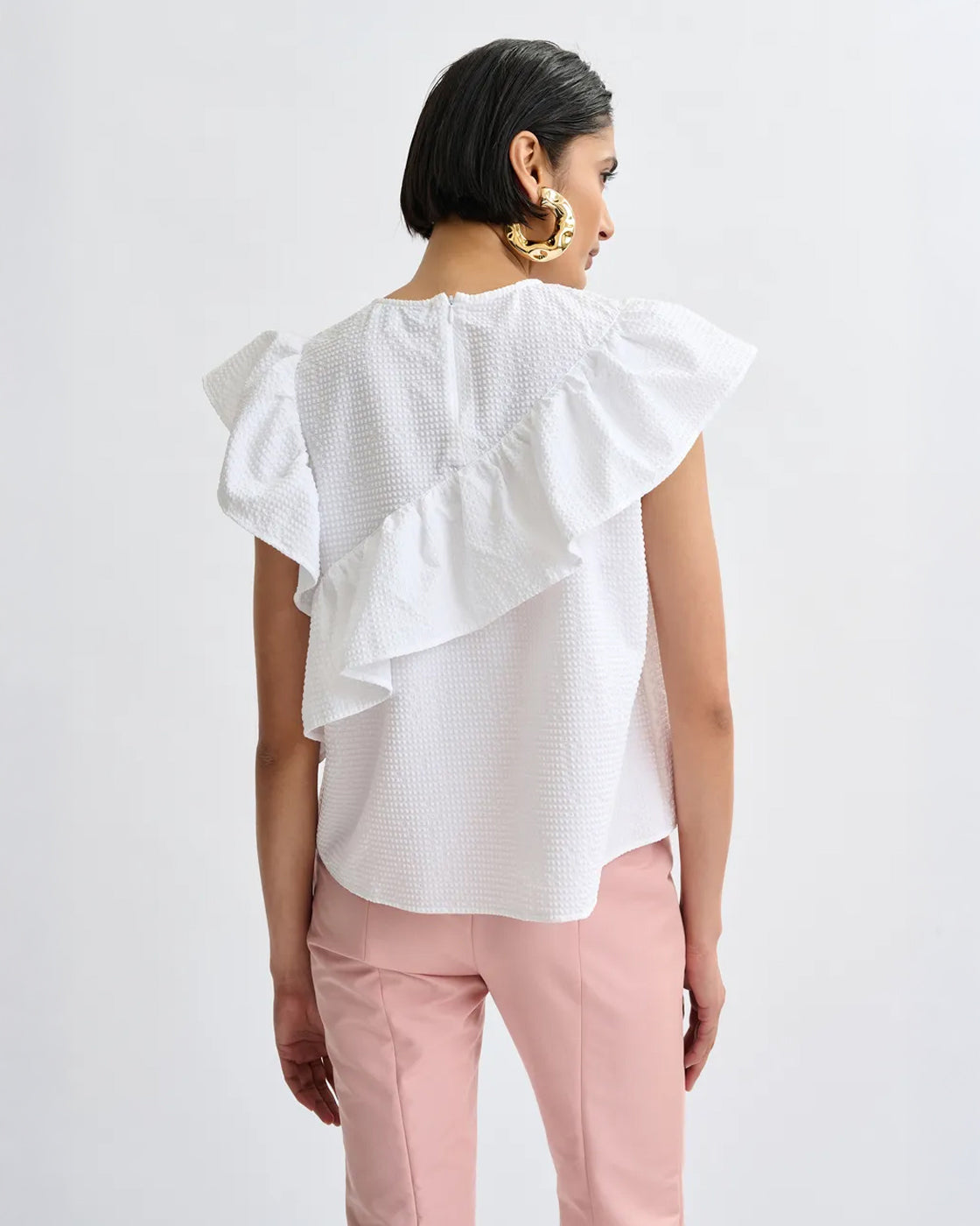 Joojoo Ruffle Top - White