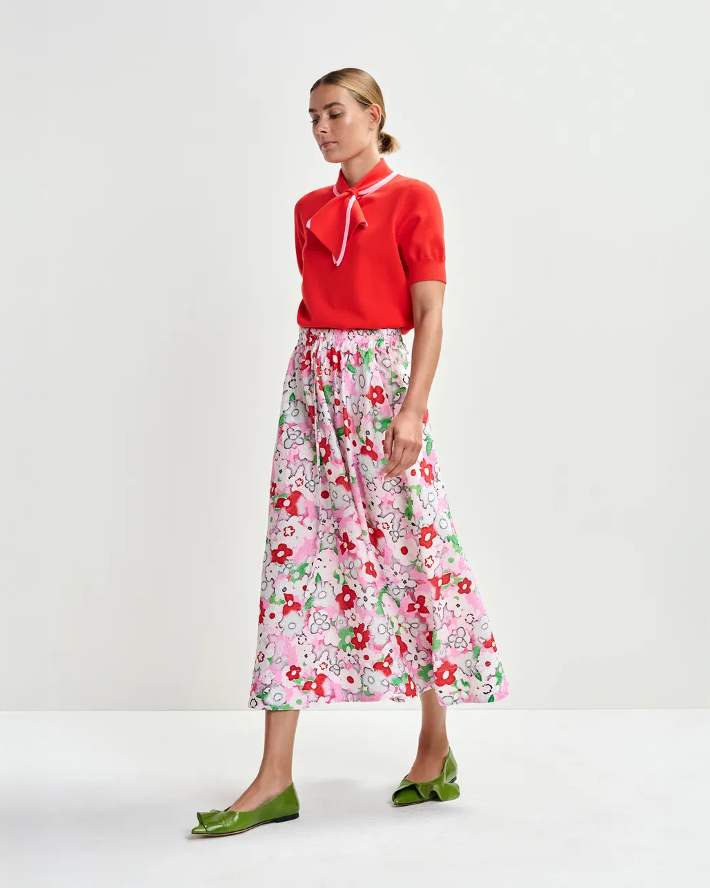 Julianne A Line Midi-Skirt - Cotton Andy