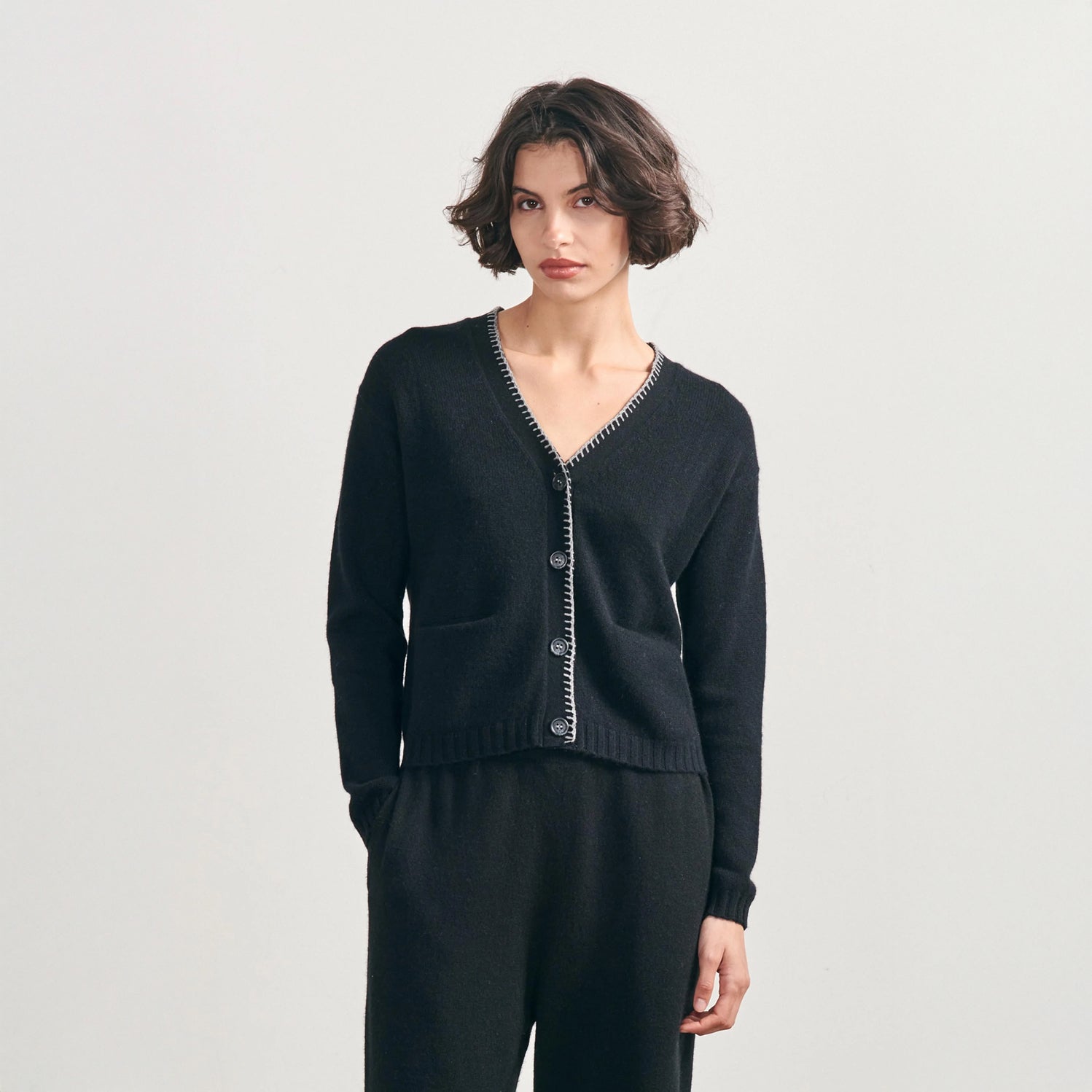 Blanket Stitch Collar - Black/Mid Grey