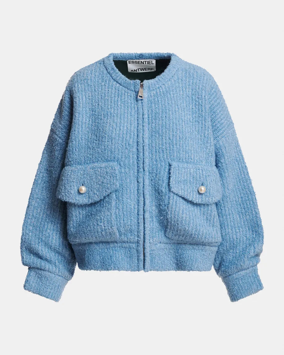 Kanada Knitted Jacket With Faux Fur - Azure Affair