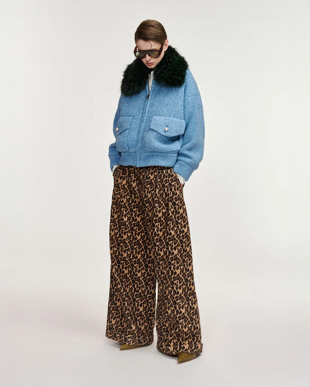 Kanada Knitted Jacket With Faux Fur - Azure Affair