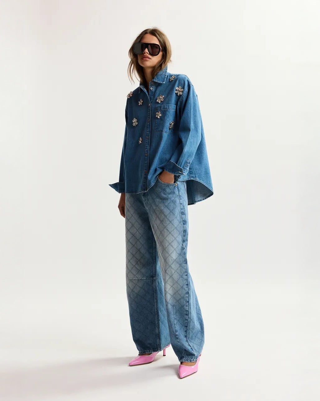Katsu Barrel Leg Jeans - Aquamarine