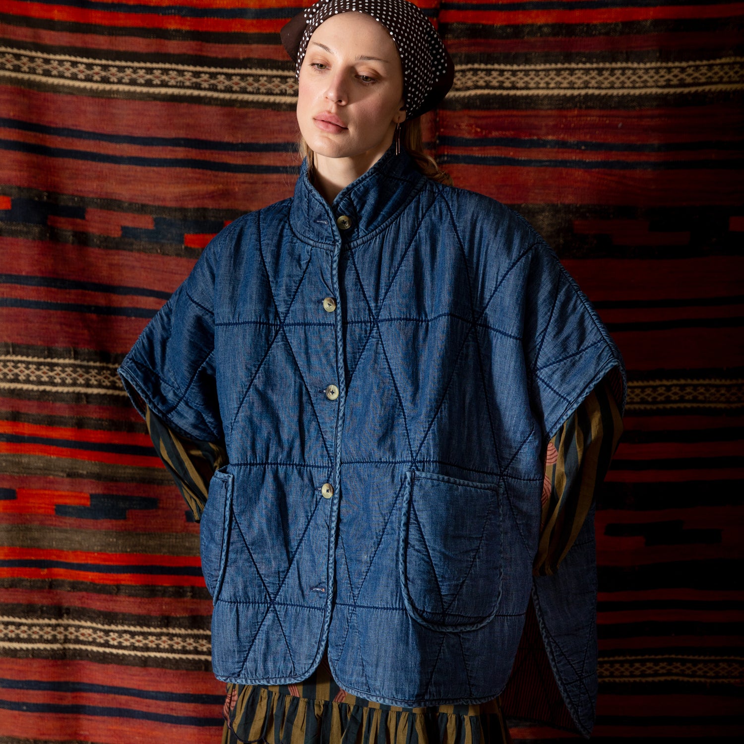 Kiki Quilted Cape - Denim