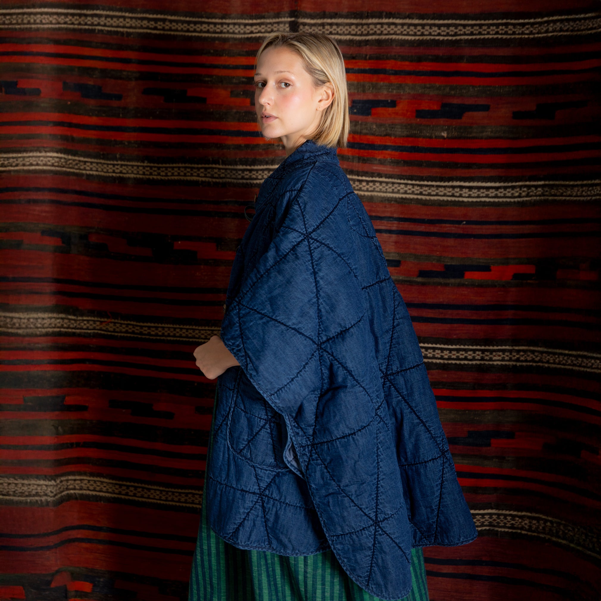 Kiki Quilted Cape - Denim