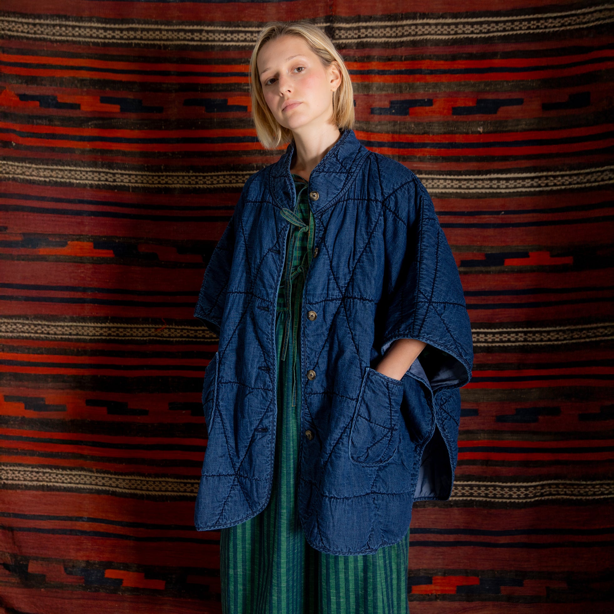 Kiki Quilted Cape - Denim