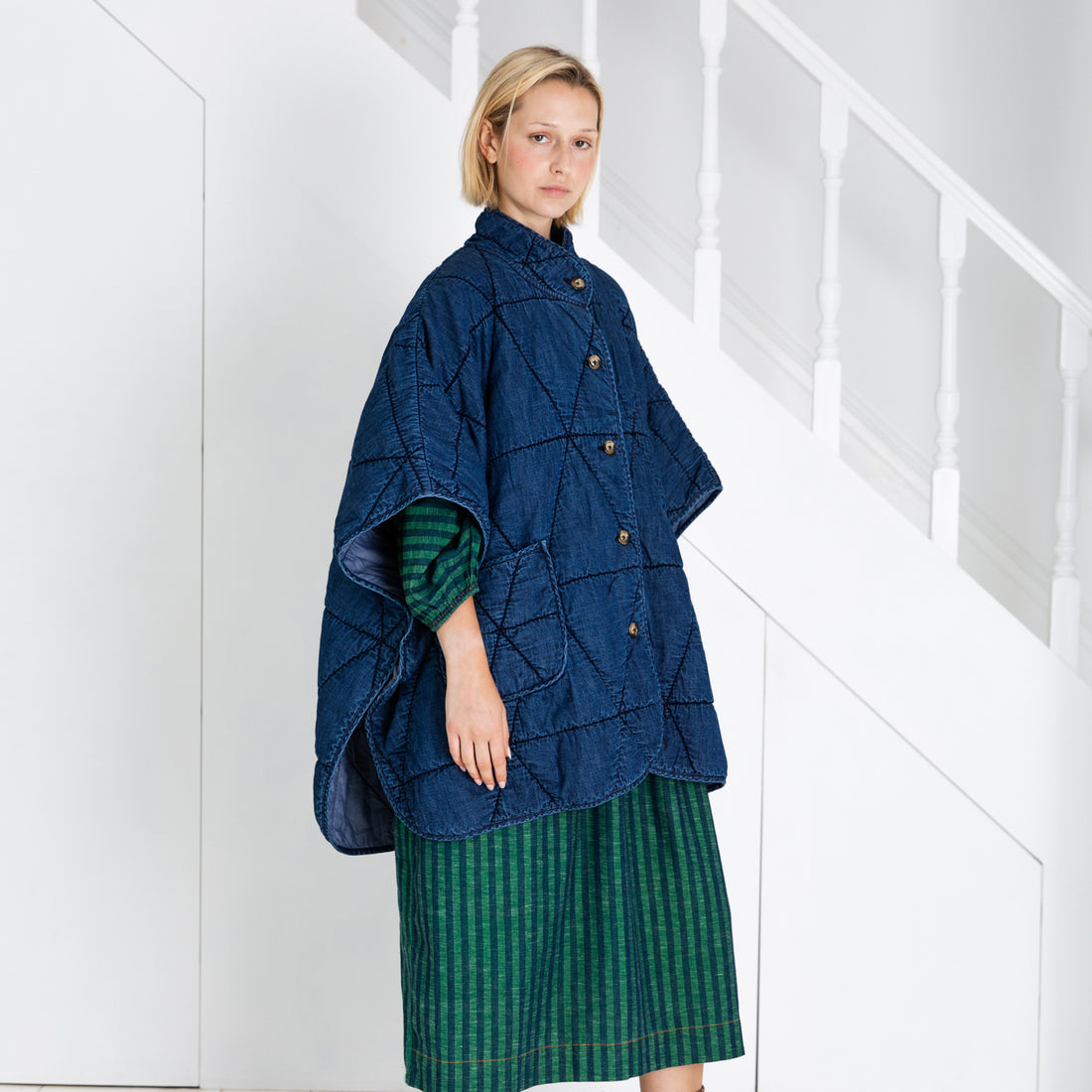 Kiki Quilted Cape - Denim