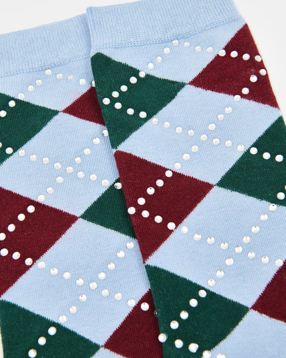 Kurlington Checked Socks - Azure Affair