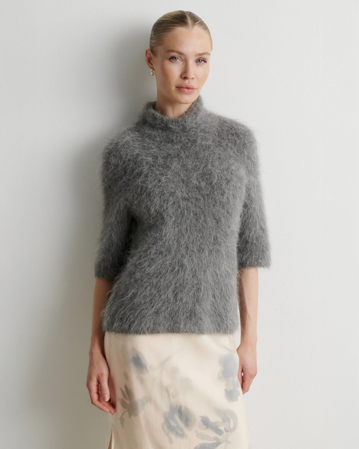 Karla Short Sleeve Knit - Dark Grey Melange