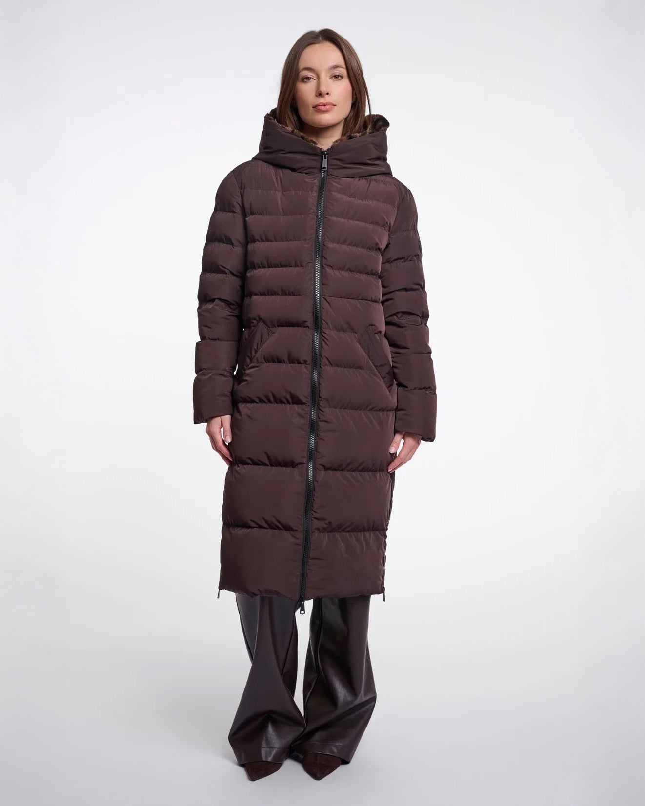 Keilafur Puffa Coat - Brown Leopard