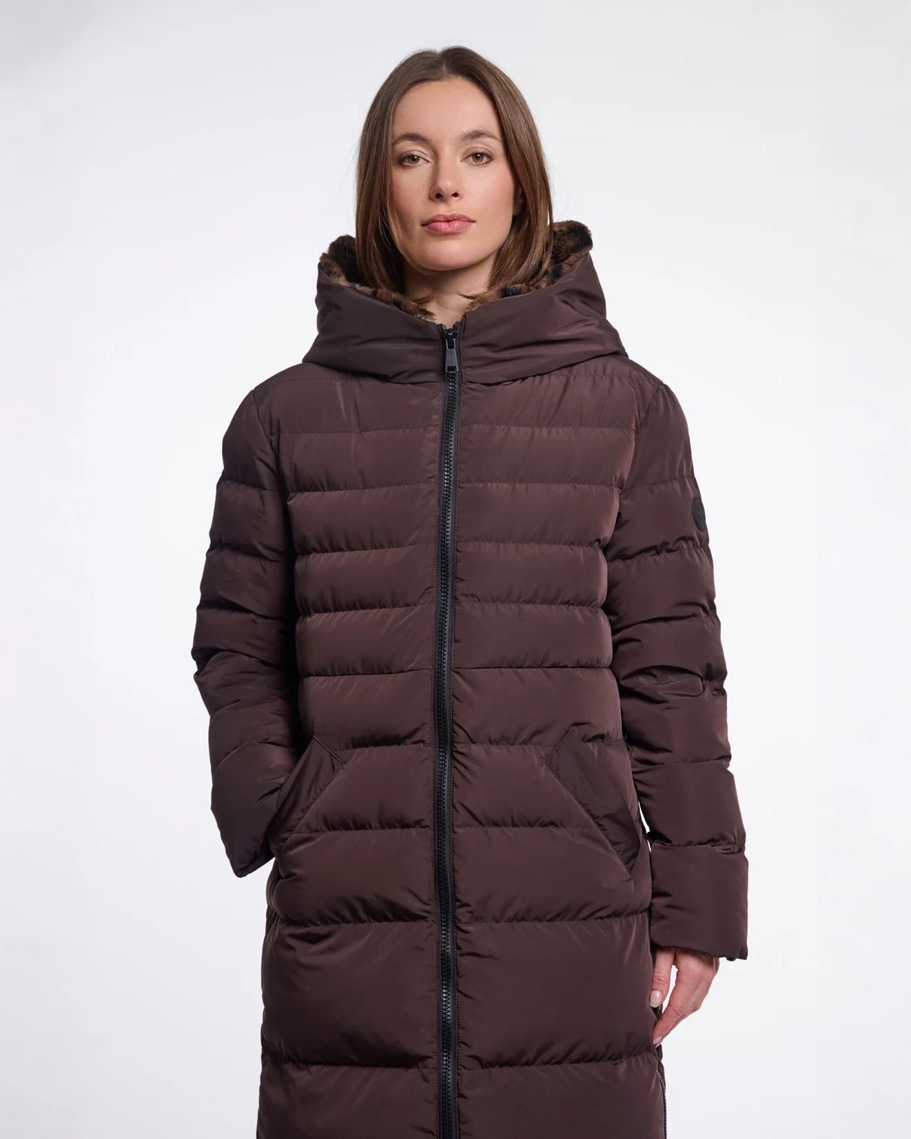 Keilafur Puffa Coat - Brown Leopard