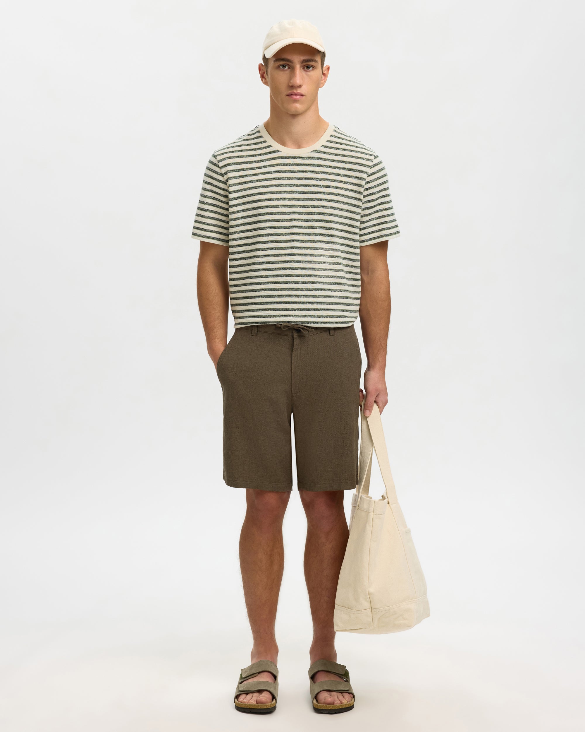Kevin Stripe Short Sleeve O-Neck Tee - Egret