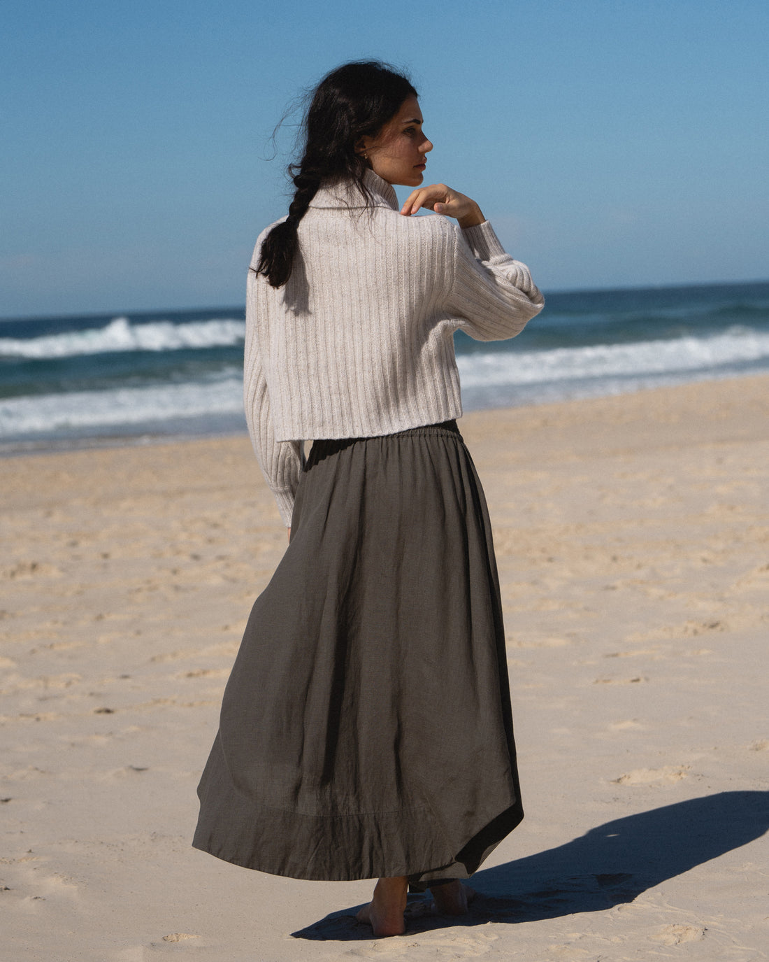 Hannah Linen Skirt - Khaki