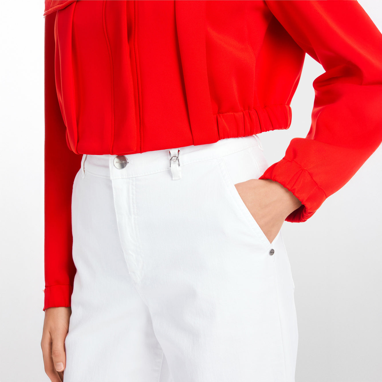 Lace Trim Cropped Trousers - White