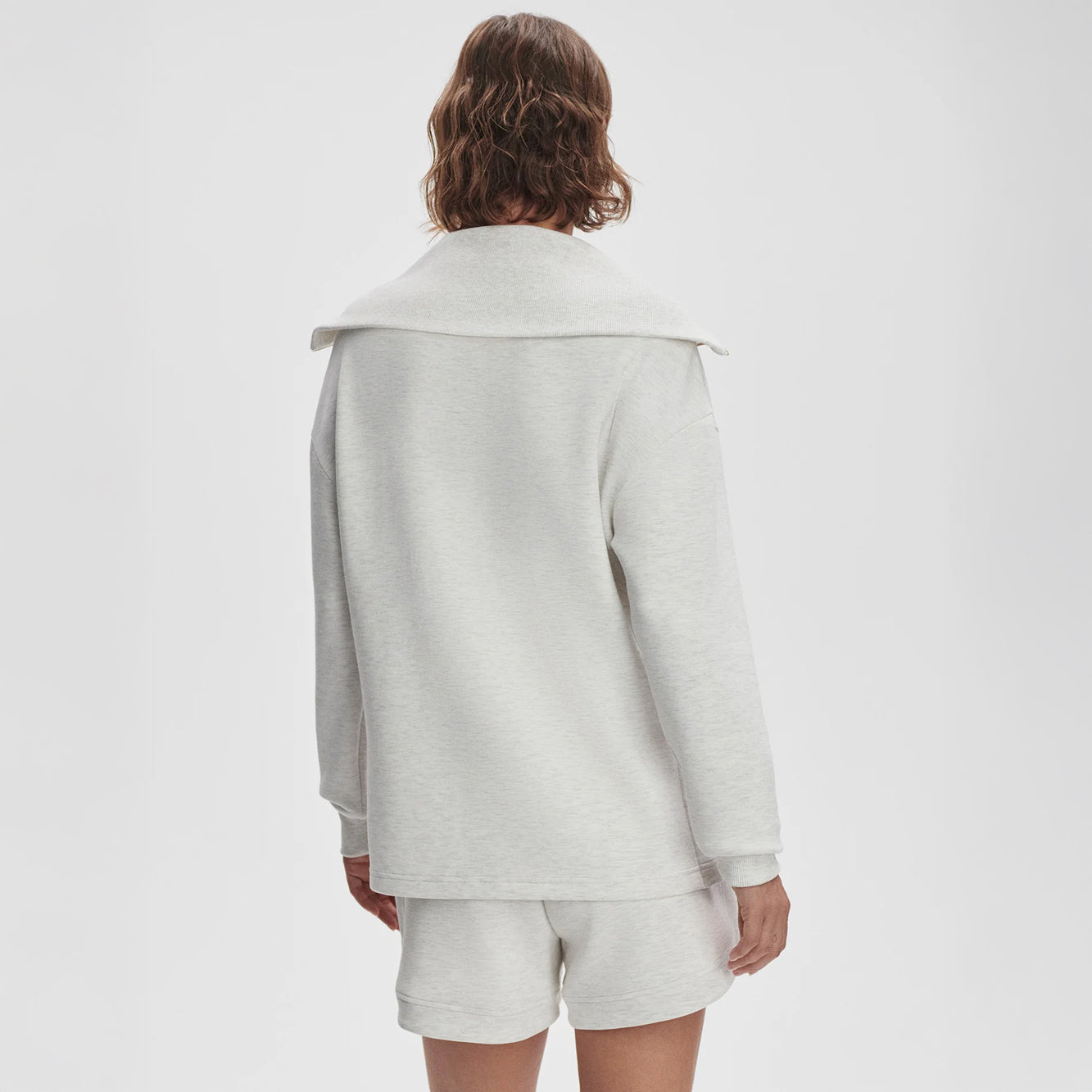 Larson Half Zip Sweat - Ivory Marl