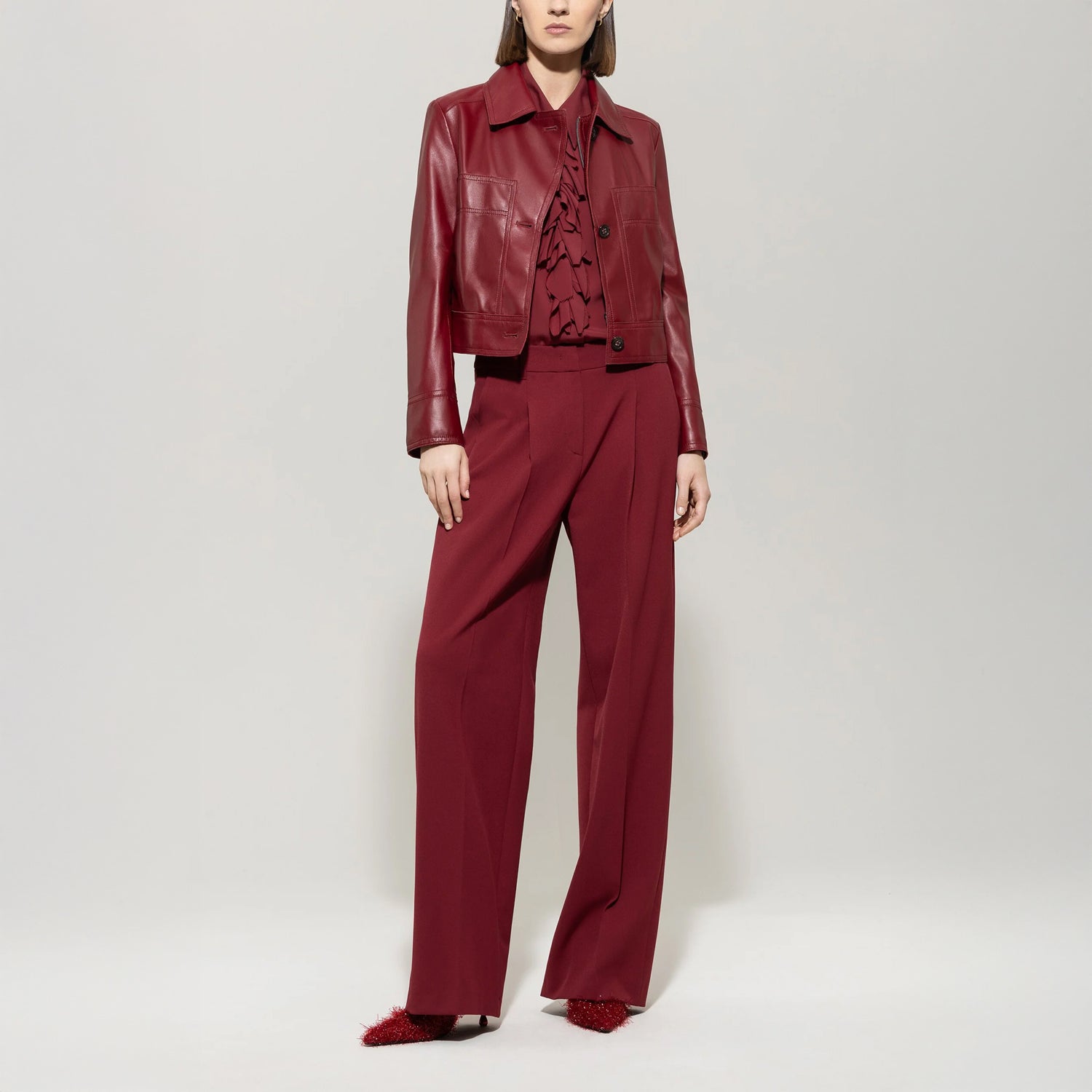 Leather Jacket - Berry Red