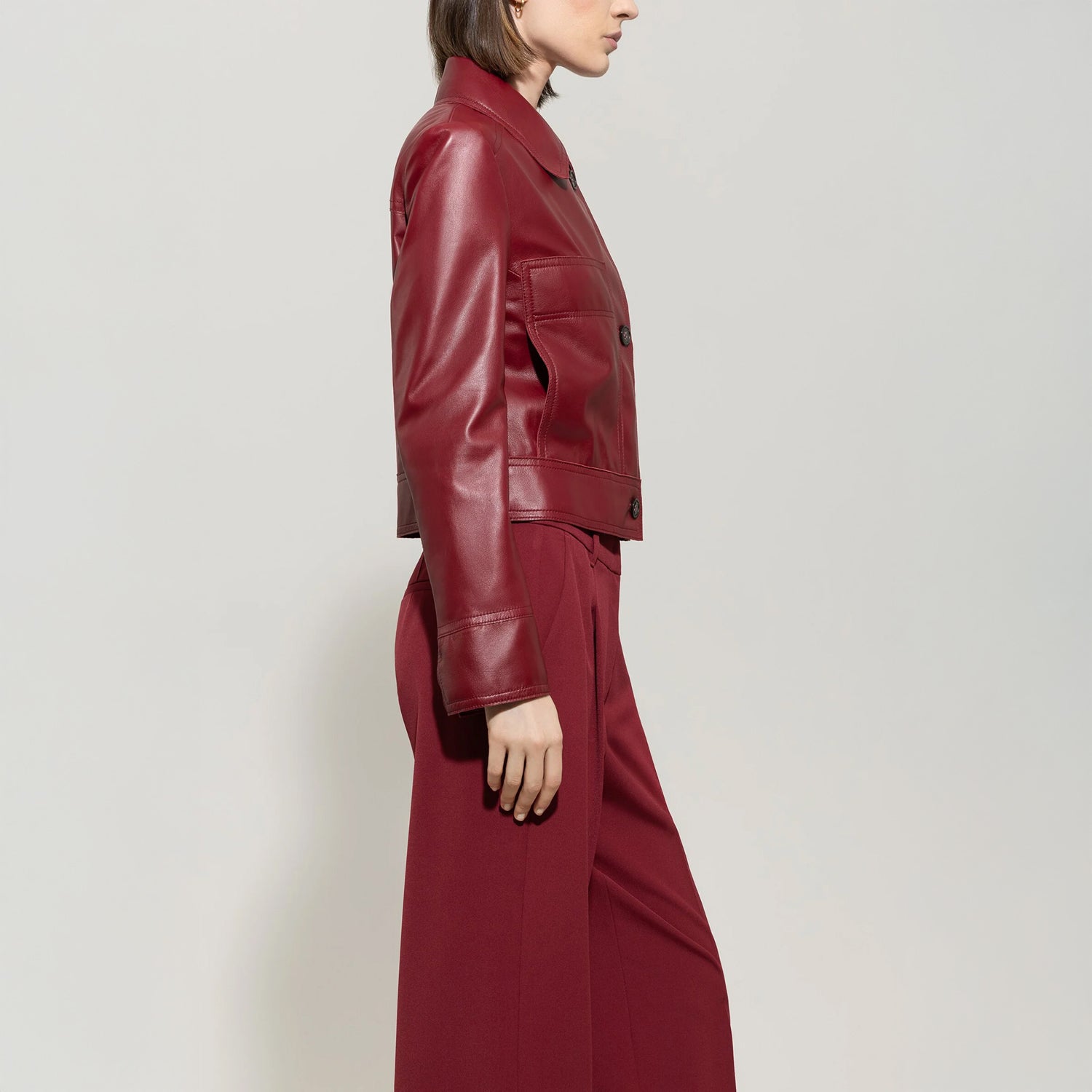 Leather Jacket - Berry Red