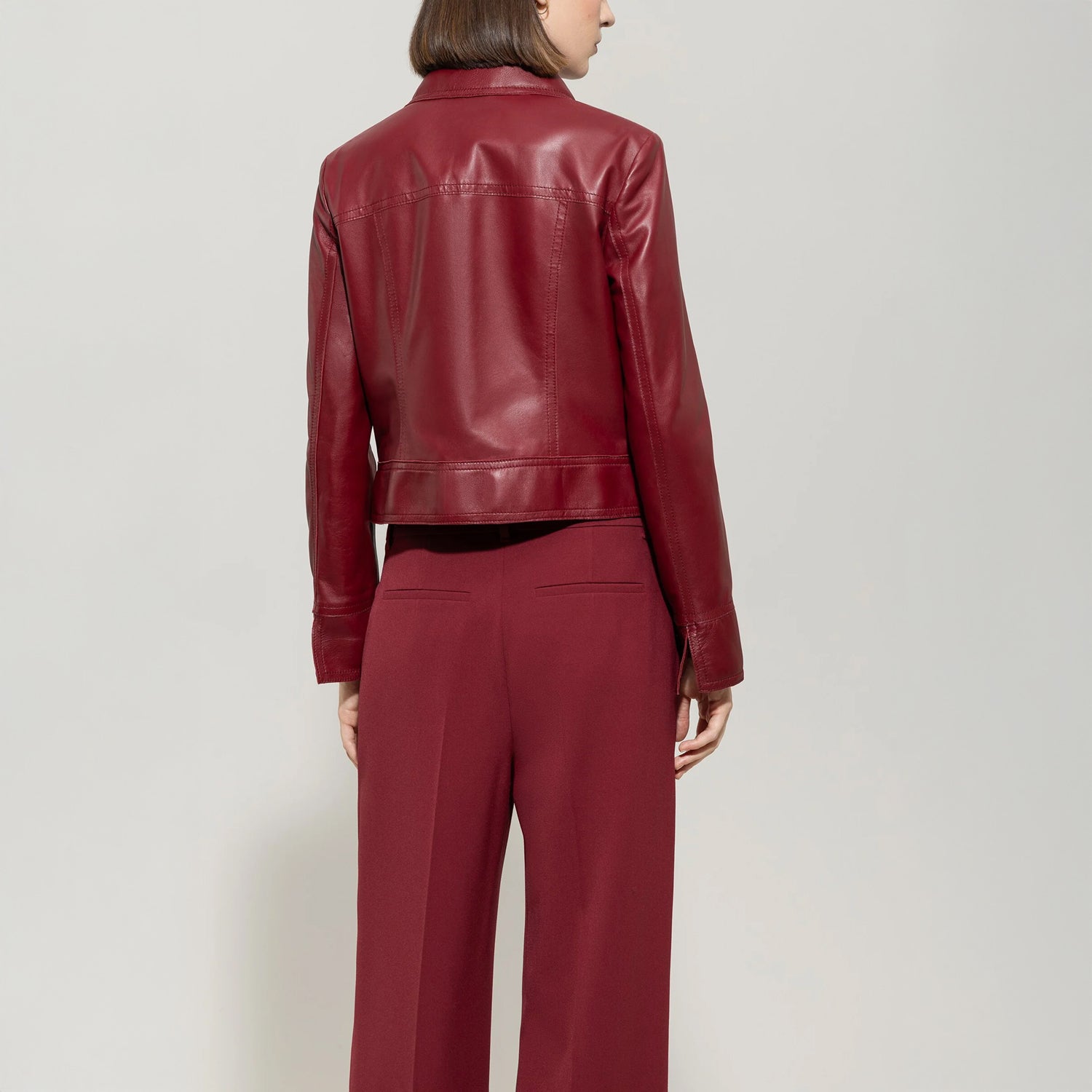 Leather Jacket - Berry Red