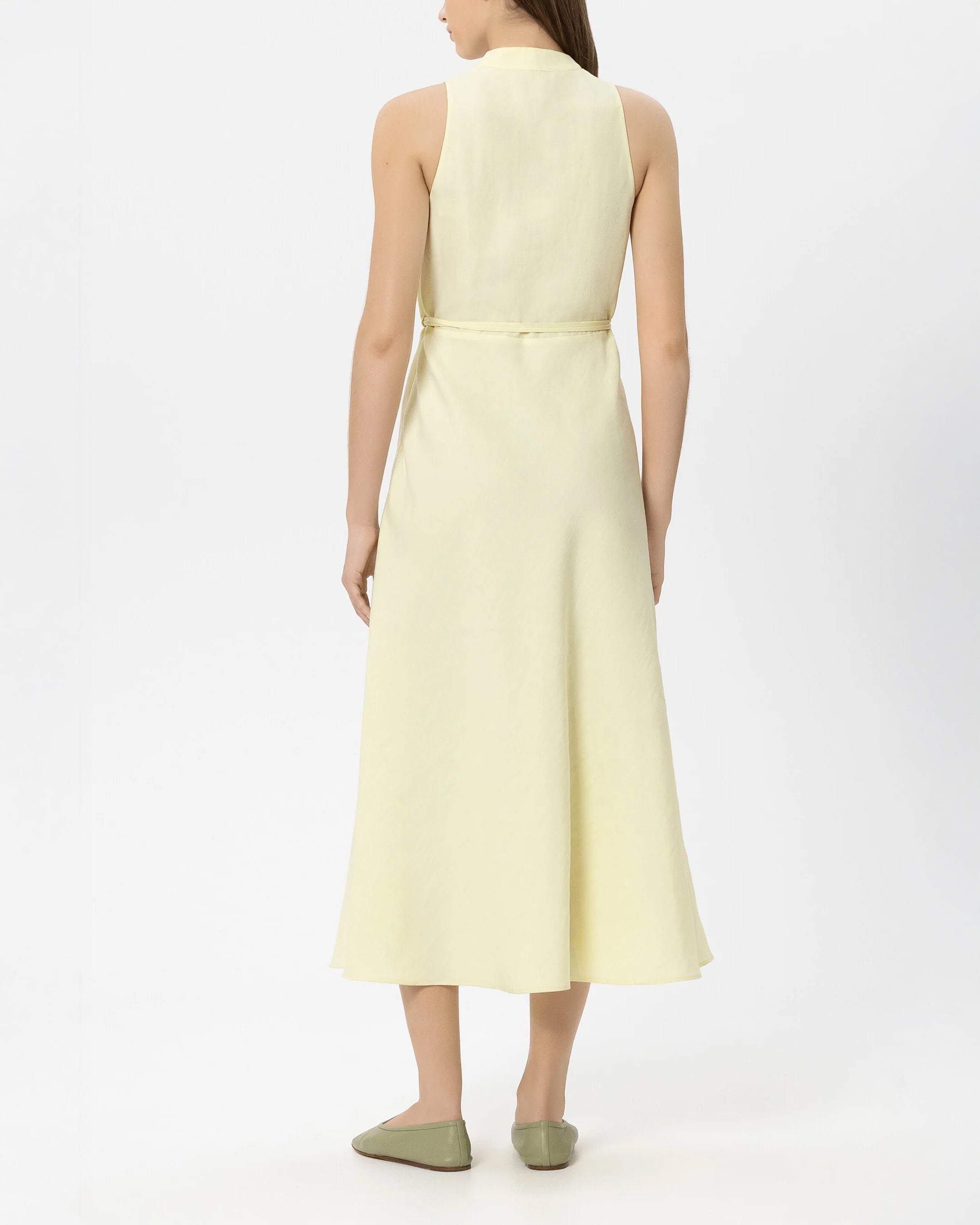 Linen Blend Midi Dress - Citron