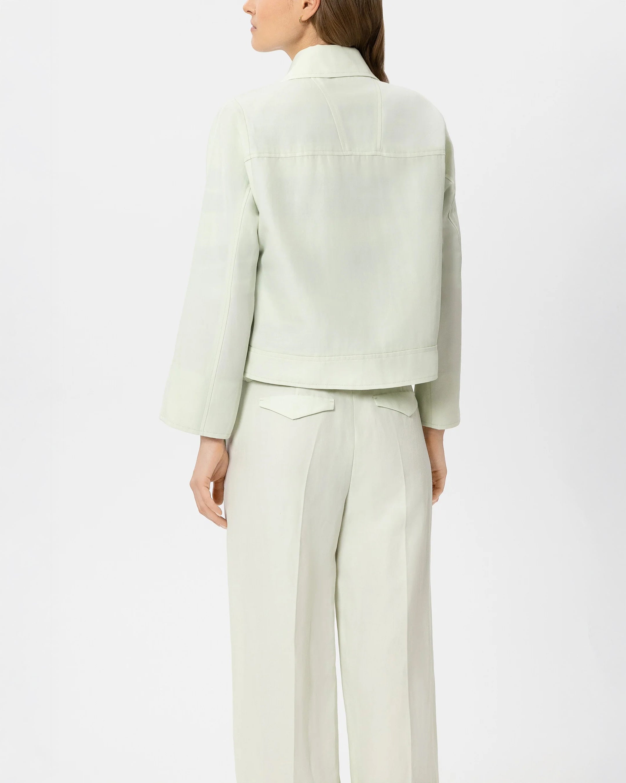 Linen Blend Shirt Jacket - Pistachio