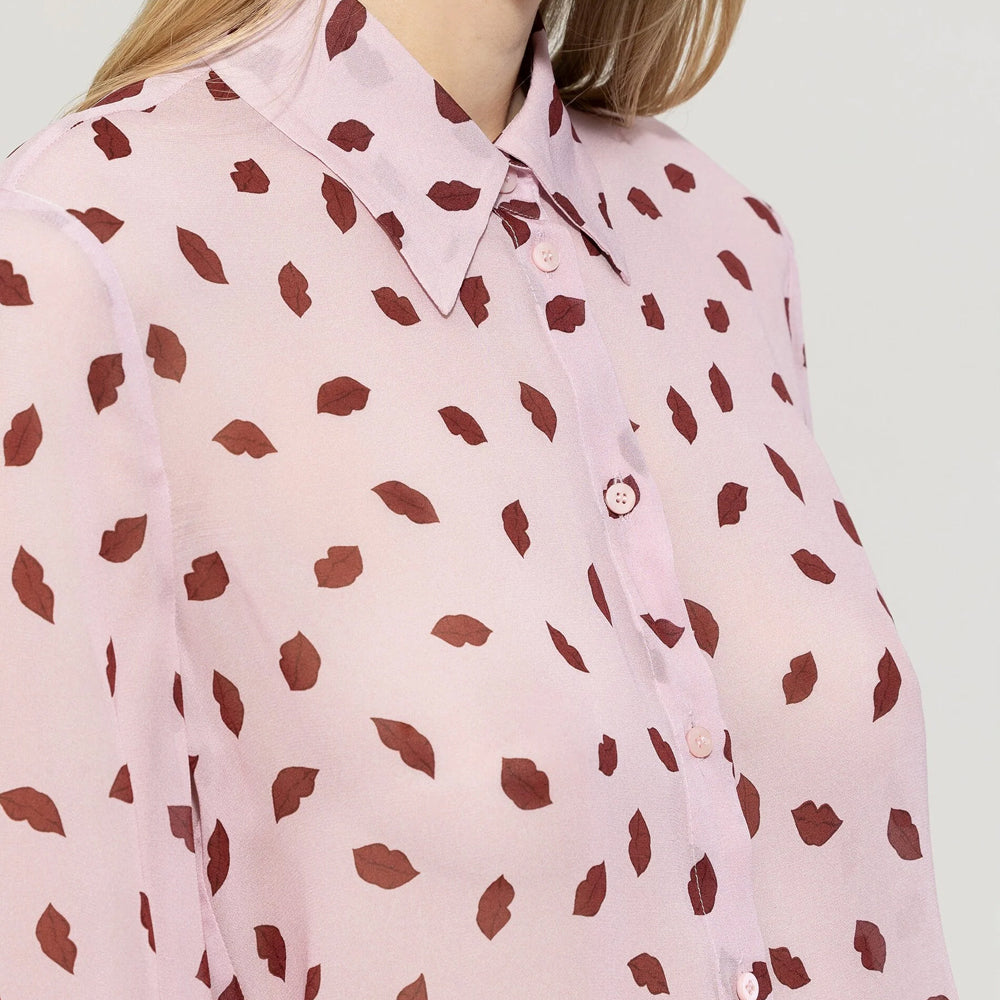 Lips Print Shirt - Fresh Rose