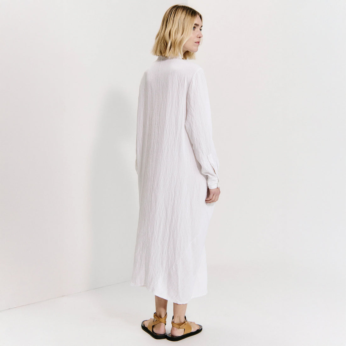 Long Sleeve Nero Neck Dress - White