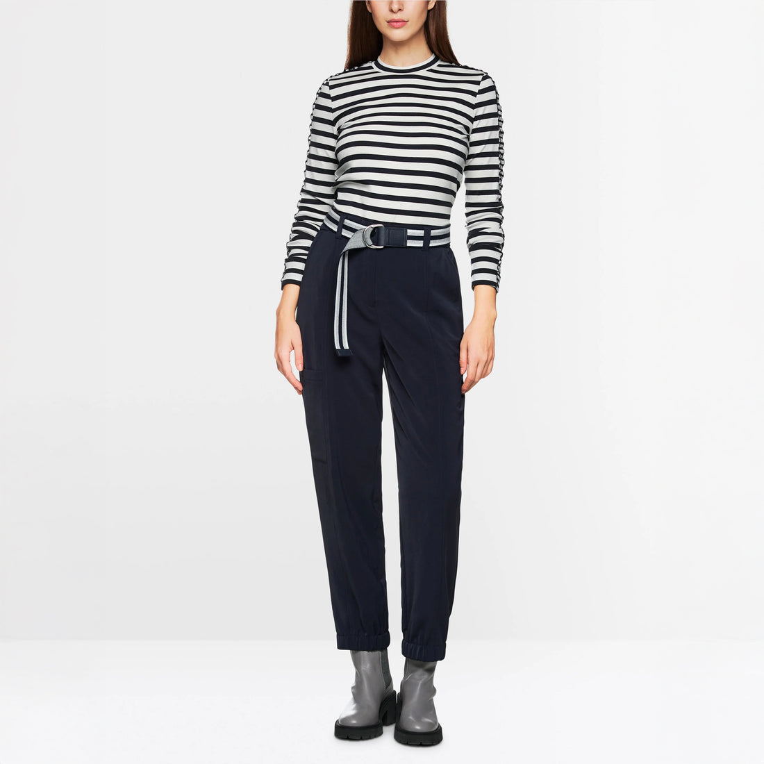 Long Sleeved Stripe T-Shirt - Navy