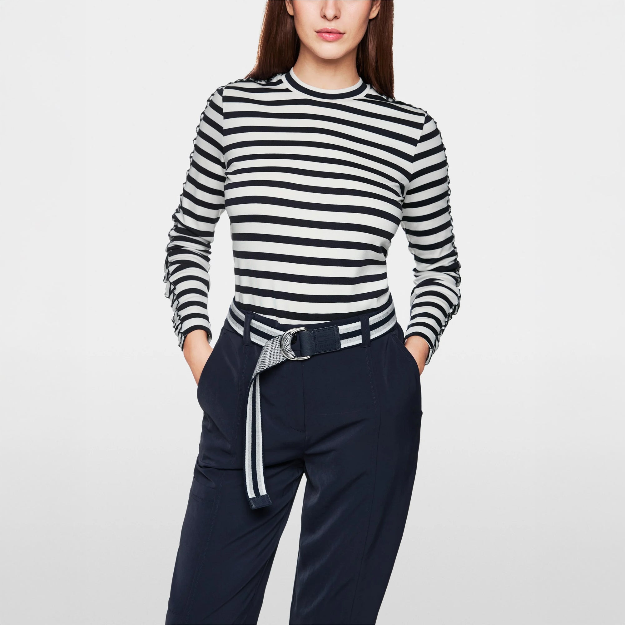 Long Sleeved Stripe T-Shirt - Navy