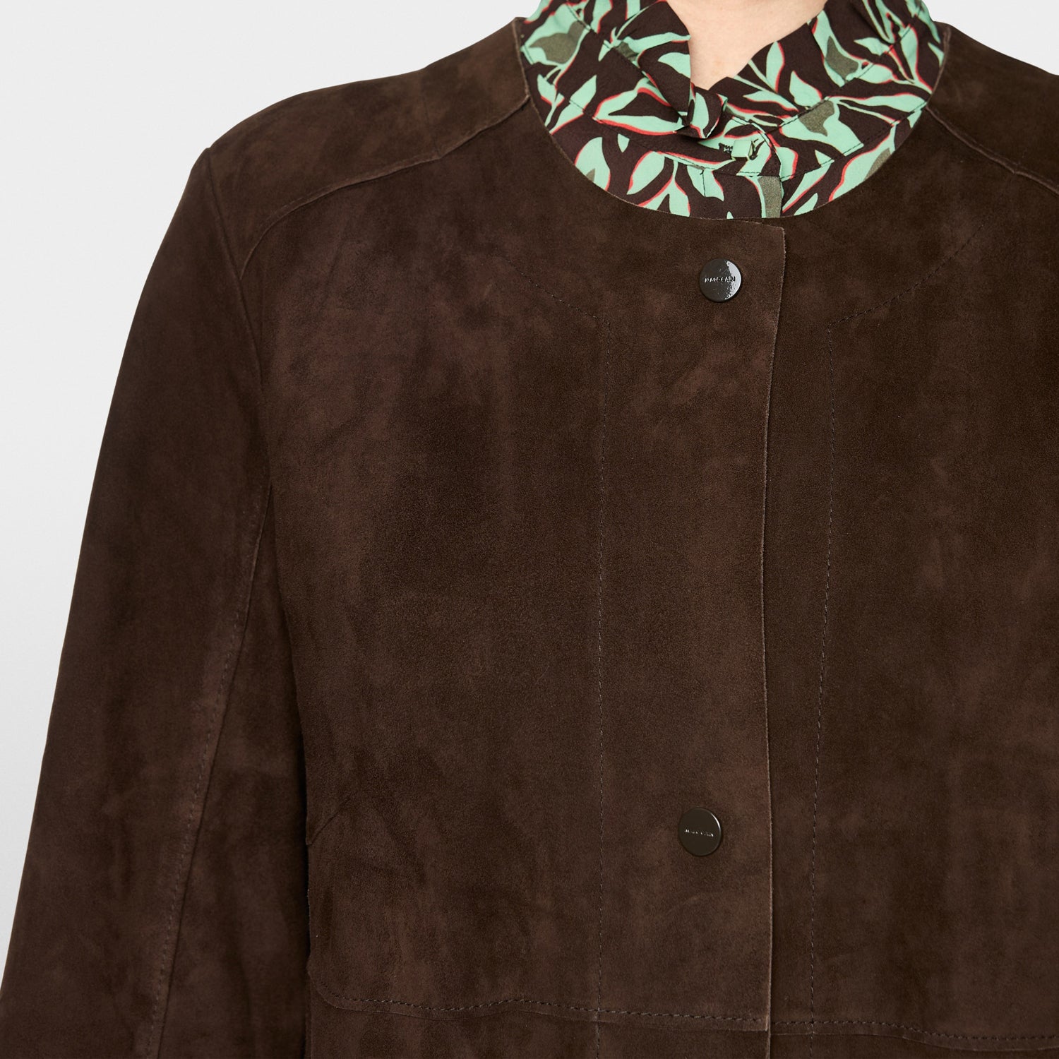 Long Suede Coat - Dark Wood