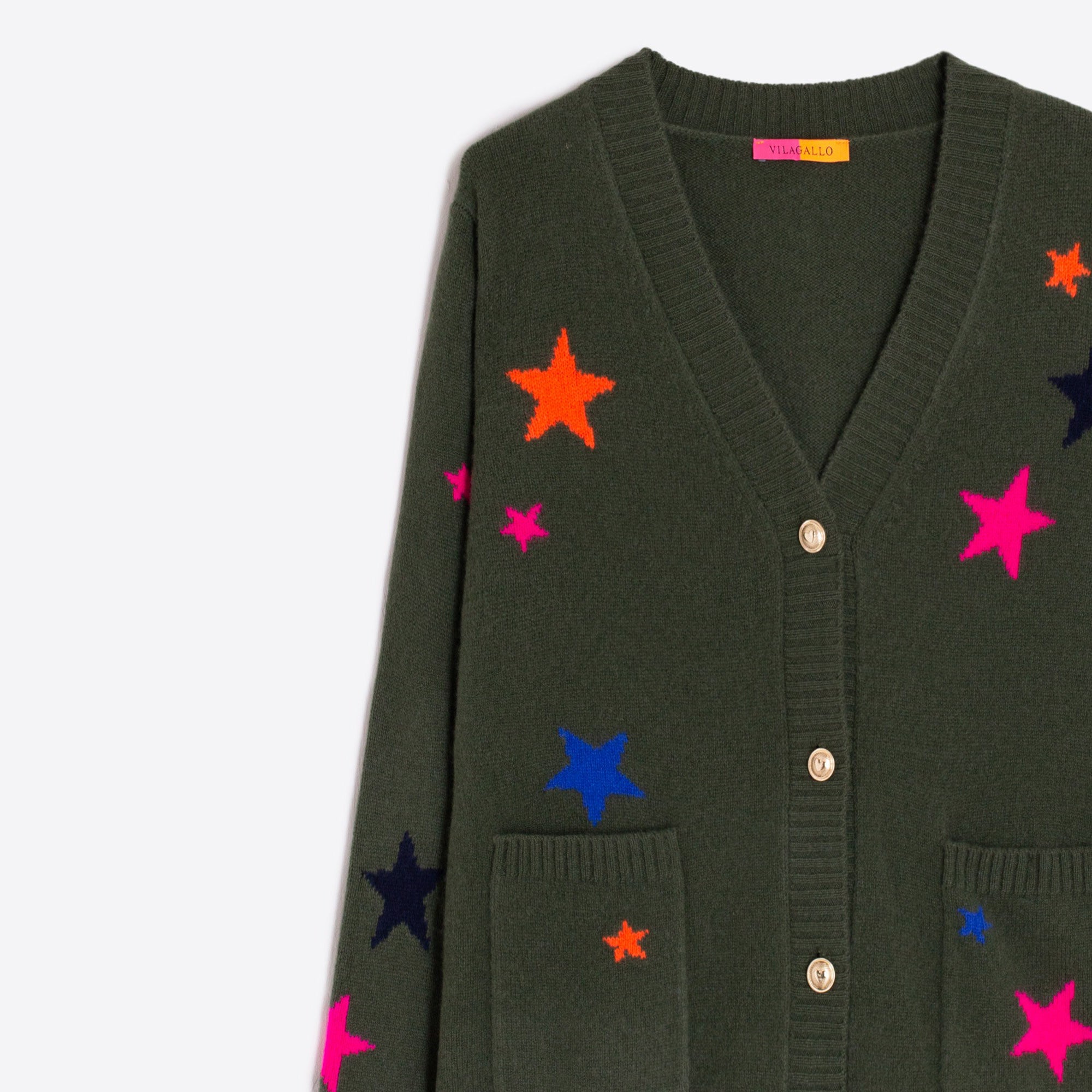 Longline Star Cardigan - Khaki