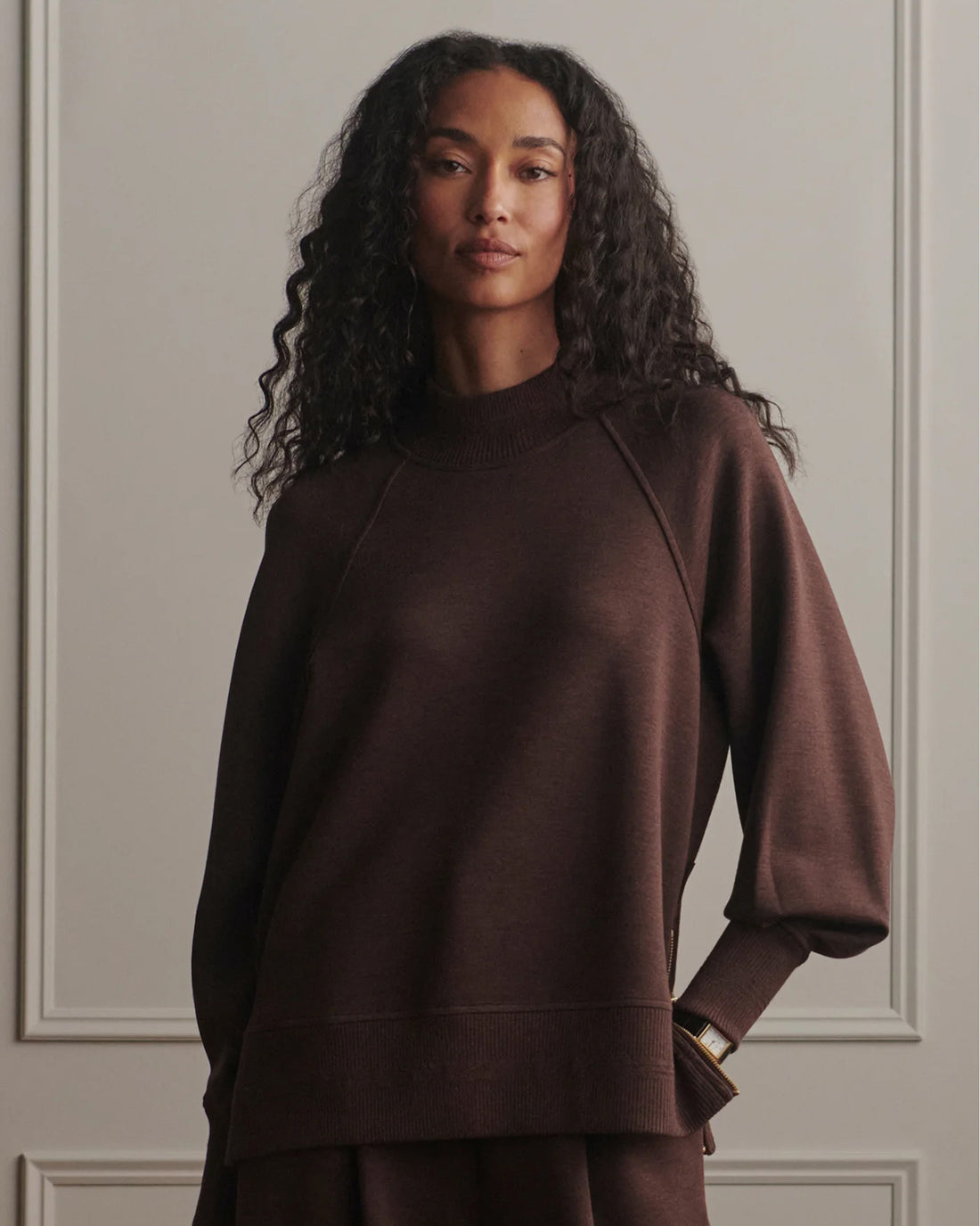 Loxley Raglan Boyfriend Sweat - Coffee Bean Marl