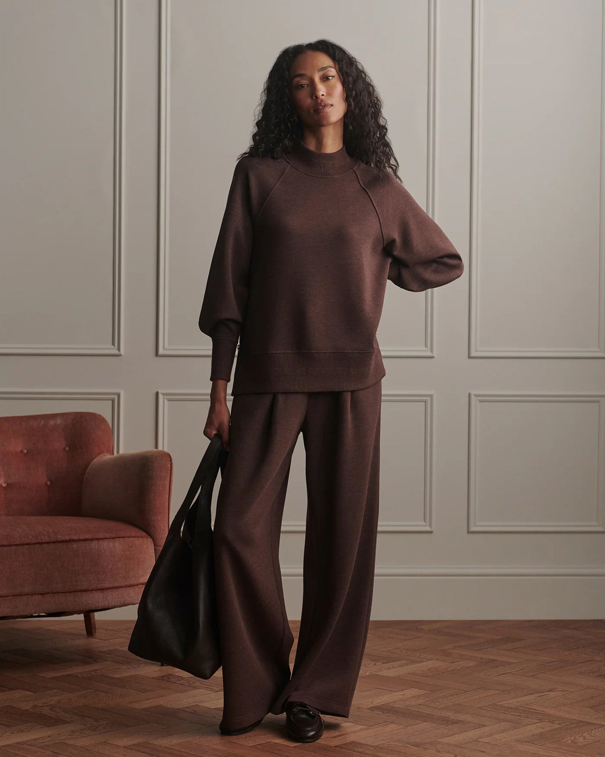 Loxley Raglan Boyfriend Sweat - Coffee Bean Marl