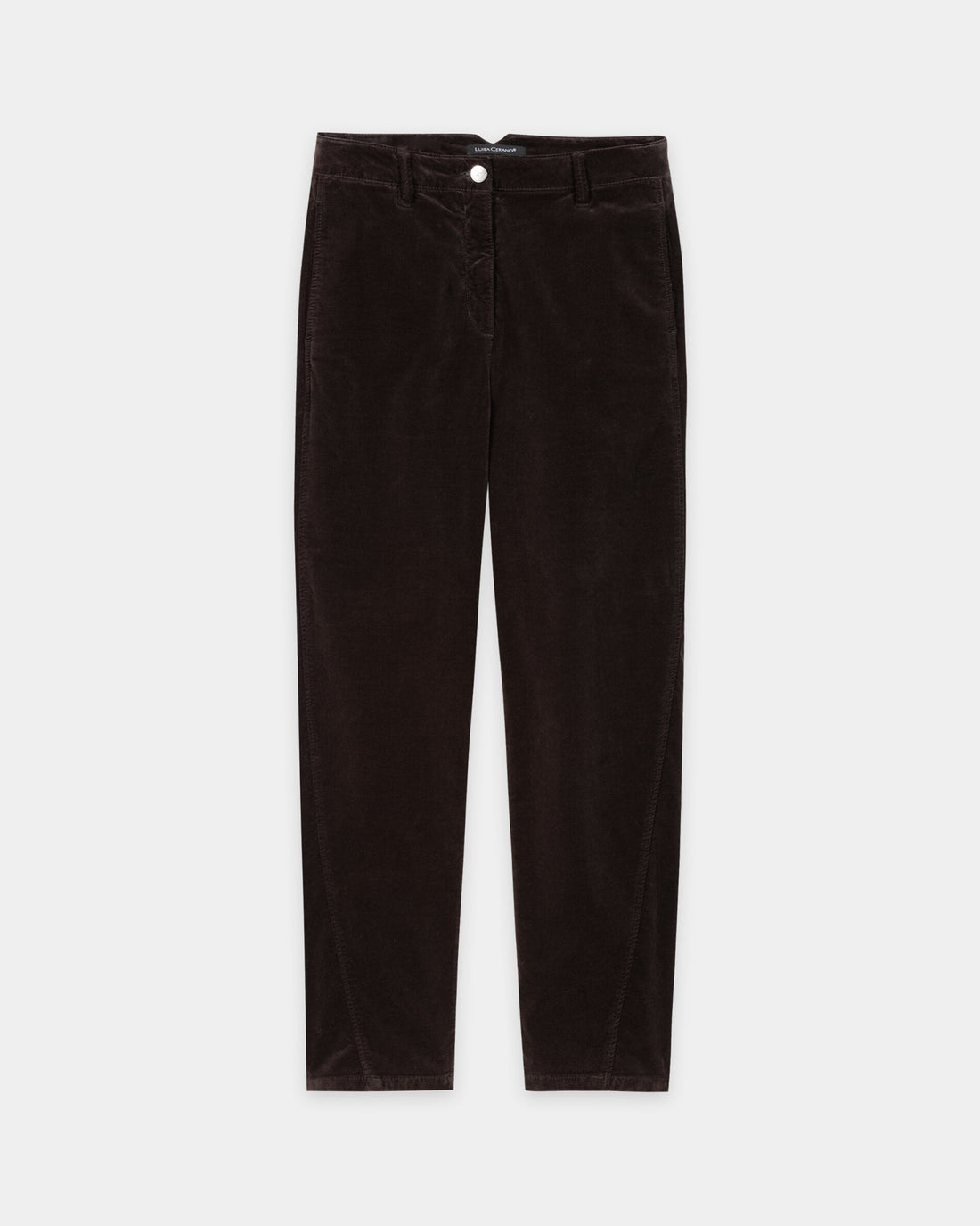 Barrel Leg Velvet Trousers - Truffle