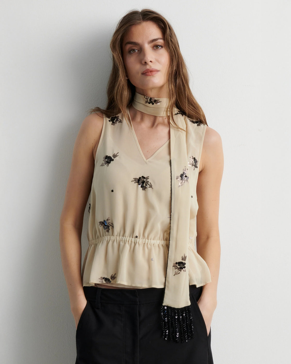 Luma Sequin Top - White Pepper