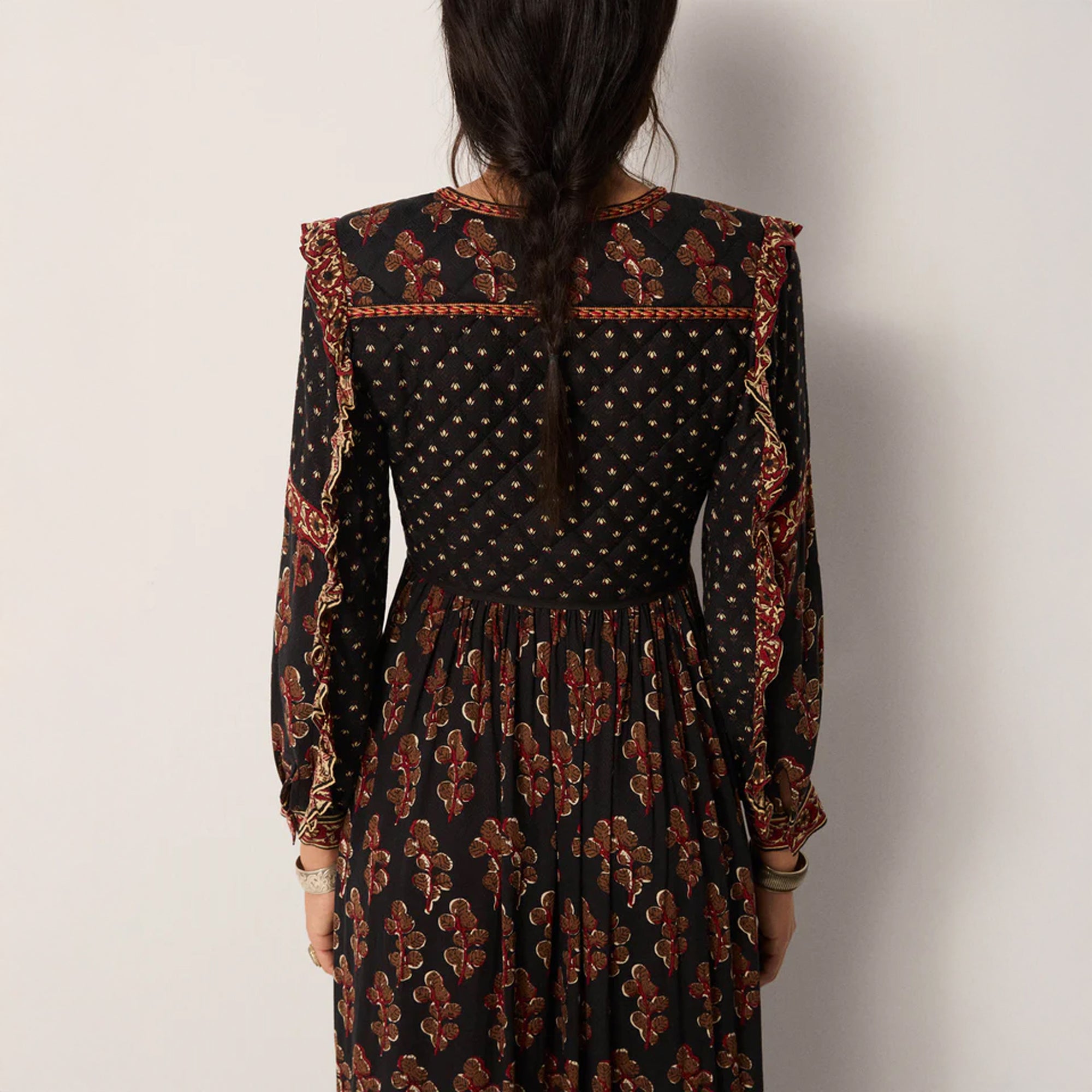 Lily Quilted Dress - Black Coffee