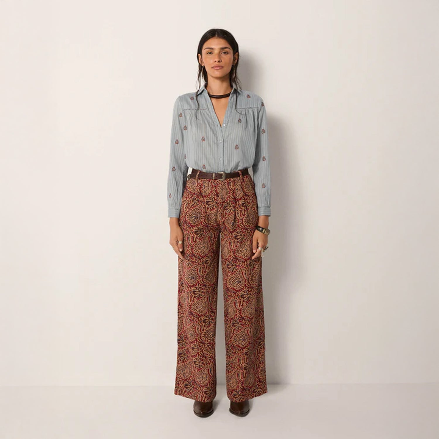 Jimmy Printed Trouser - Red Blue